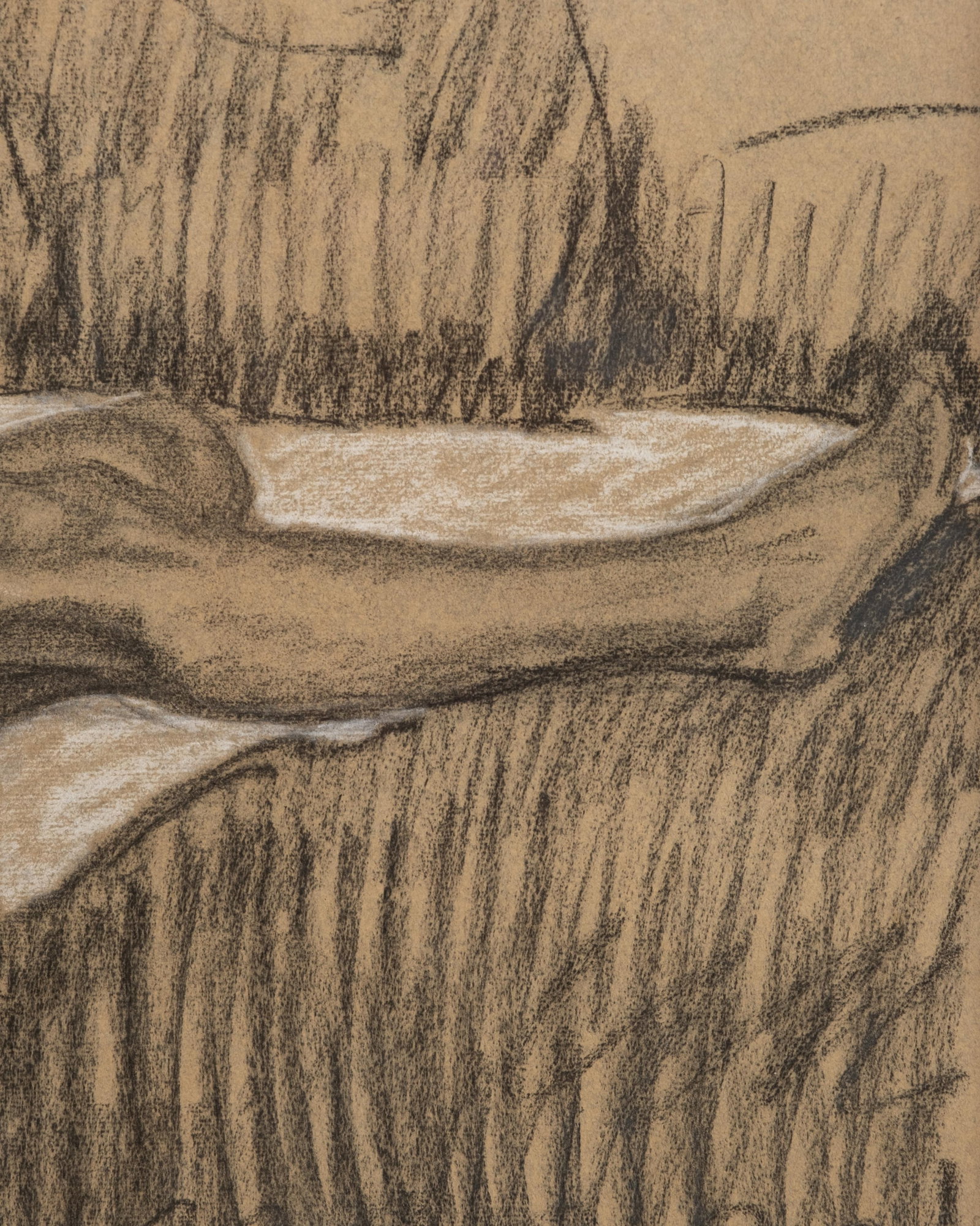 Théophile Alexandre Steinlen Reclining Female Nude Charcoal and White Chalk Drawing - 9