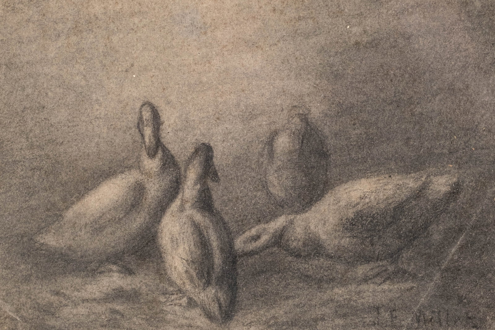 No Reserve: Late 19th Century Drawing in Graphite signed illeg. possibly J E Millet or T F Millet? - 2
