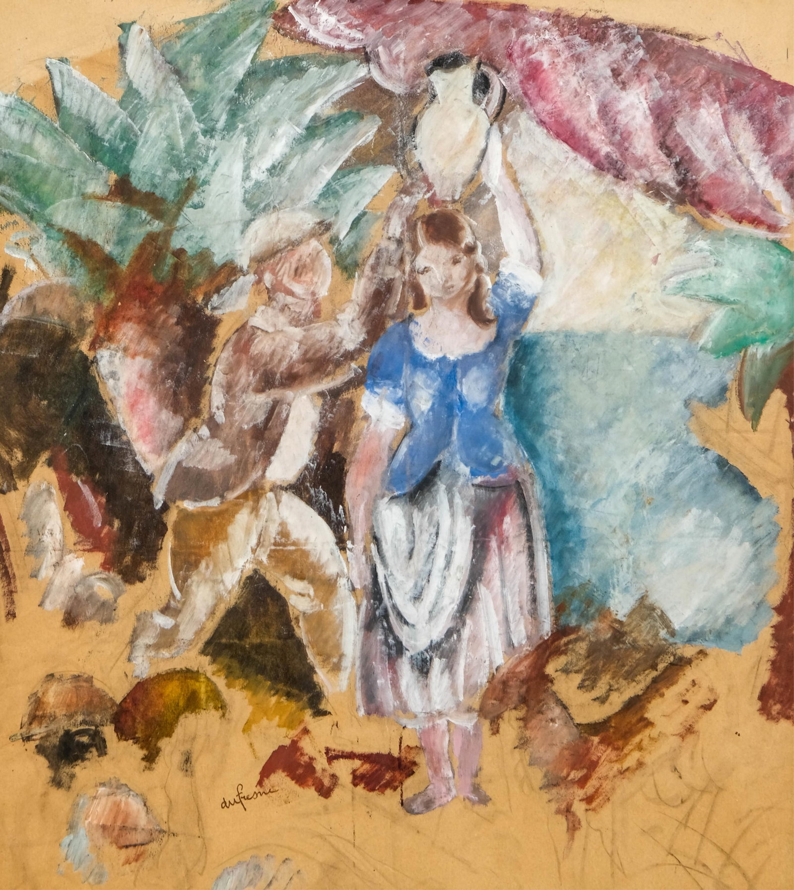 No Reserve: Charles Dufresne Signed Important Art Deco Oil Painting, Circa 1920s for Gobelins - 3