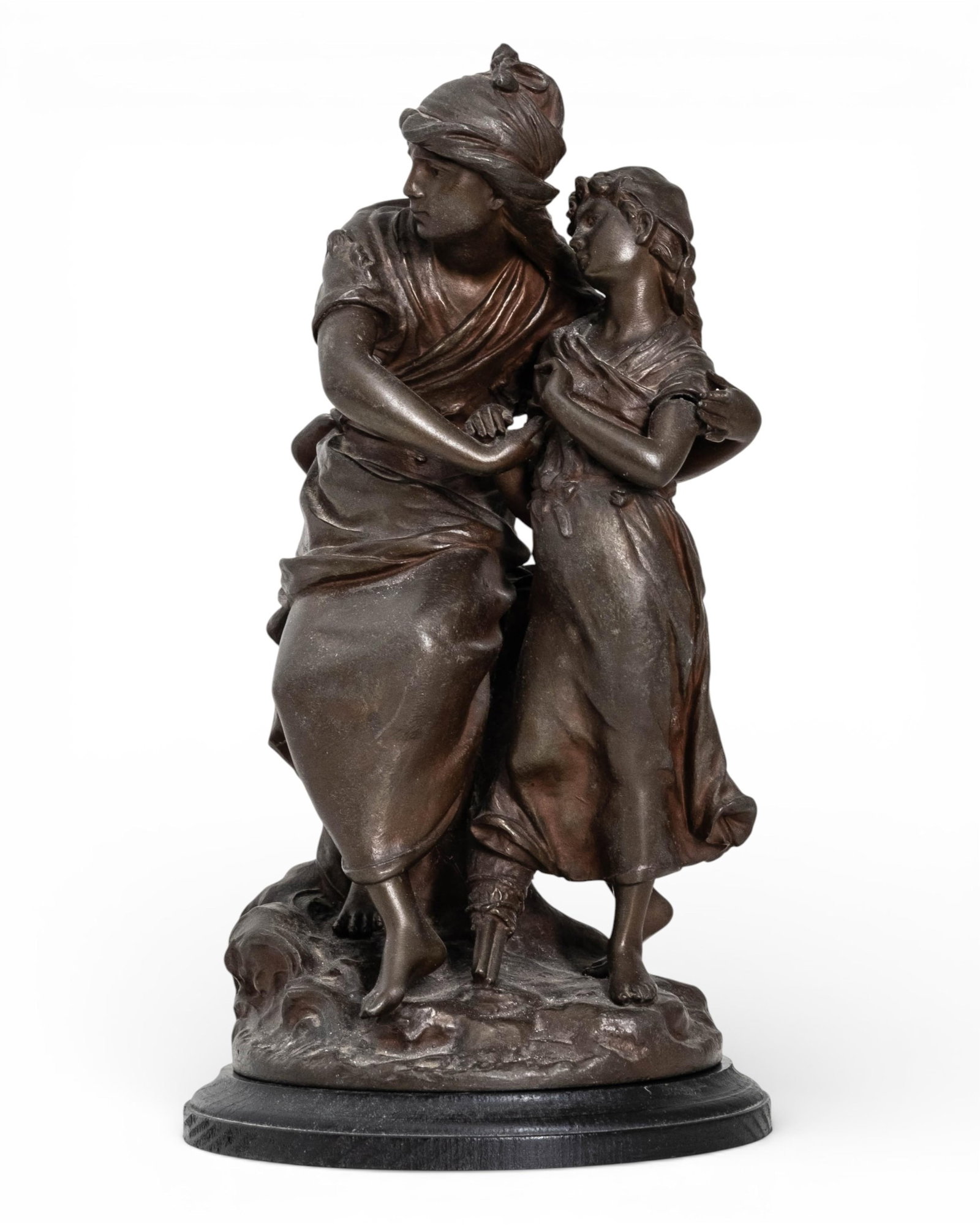 No Reserve: Bronze Statue of Mother and Daughter with Cornucopia, 19th Century (1 of 8)