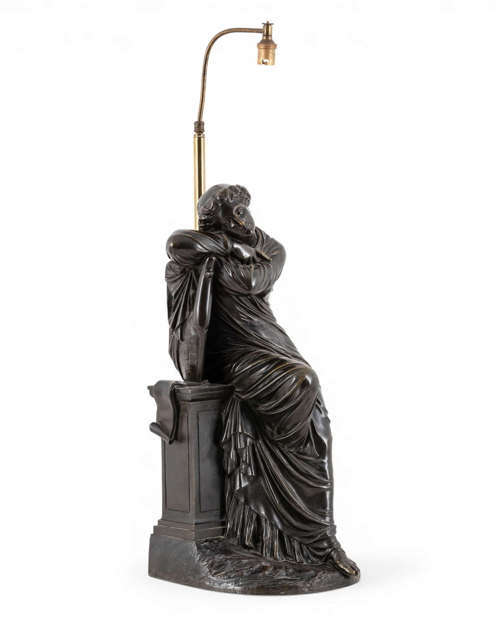 Classical Revival Patinated Bronze Figural Sculpture / Lamp - 2