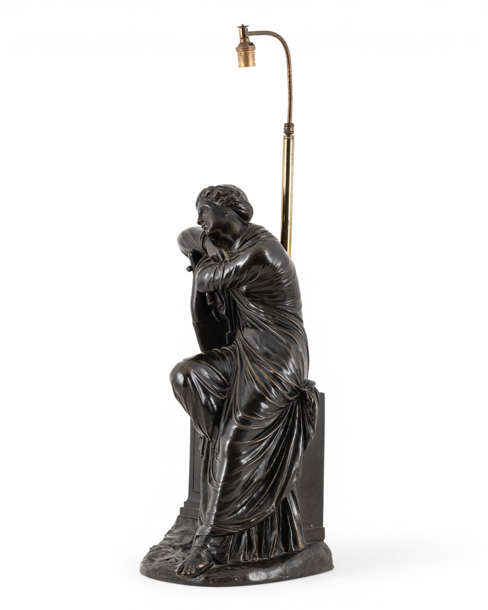 Classical Revival Patinated Bronze Figural Sculpture / Lamp - 5