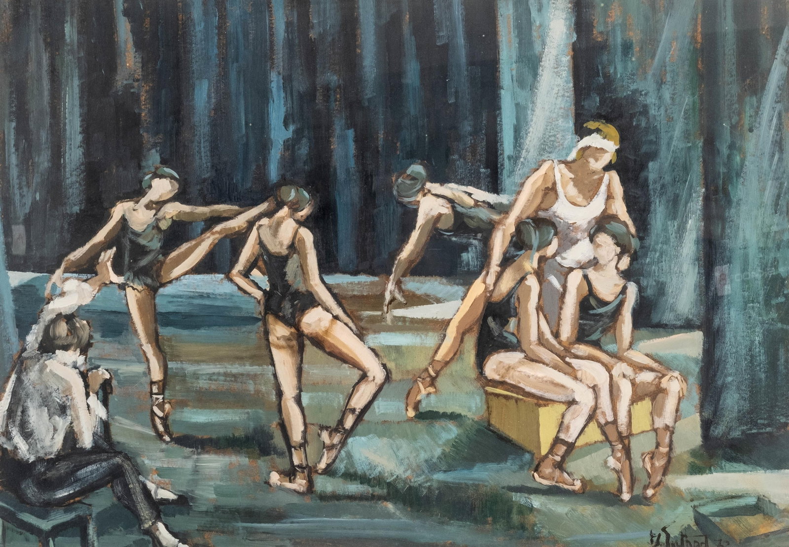 No Reserve: Wonderful Signed 'The Ballet Rehearsal' Oil Painting Illegibly Signed - 2