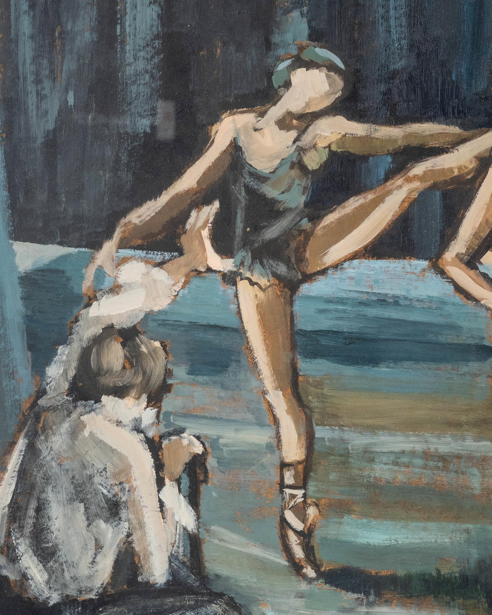 No Reserve: Wonderful Signed 'The Ballet Rehearsal' Oil Painting Illegibly Signed - 6