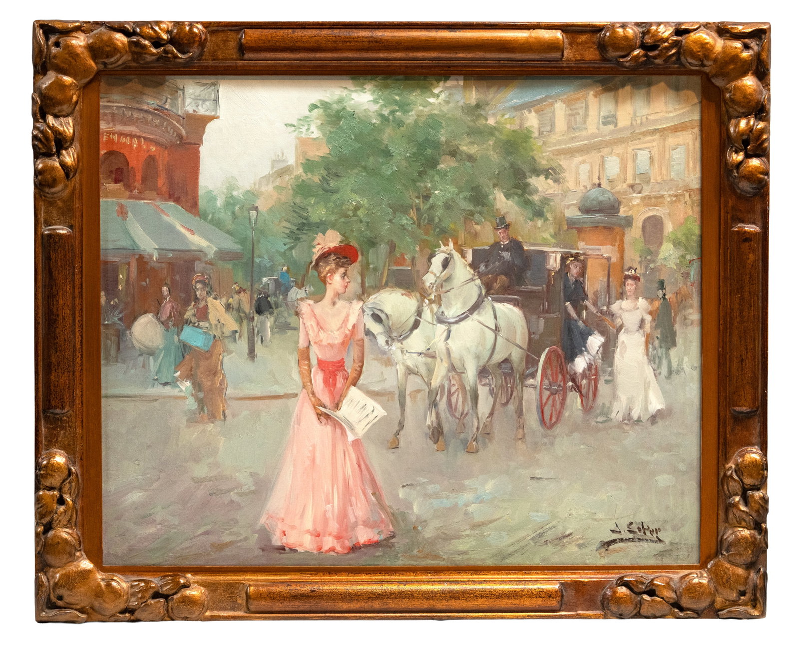 No Reserve: Juan Soler Signed Parisian Street Scene Oil on canvas Painting (1 of 6)