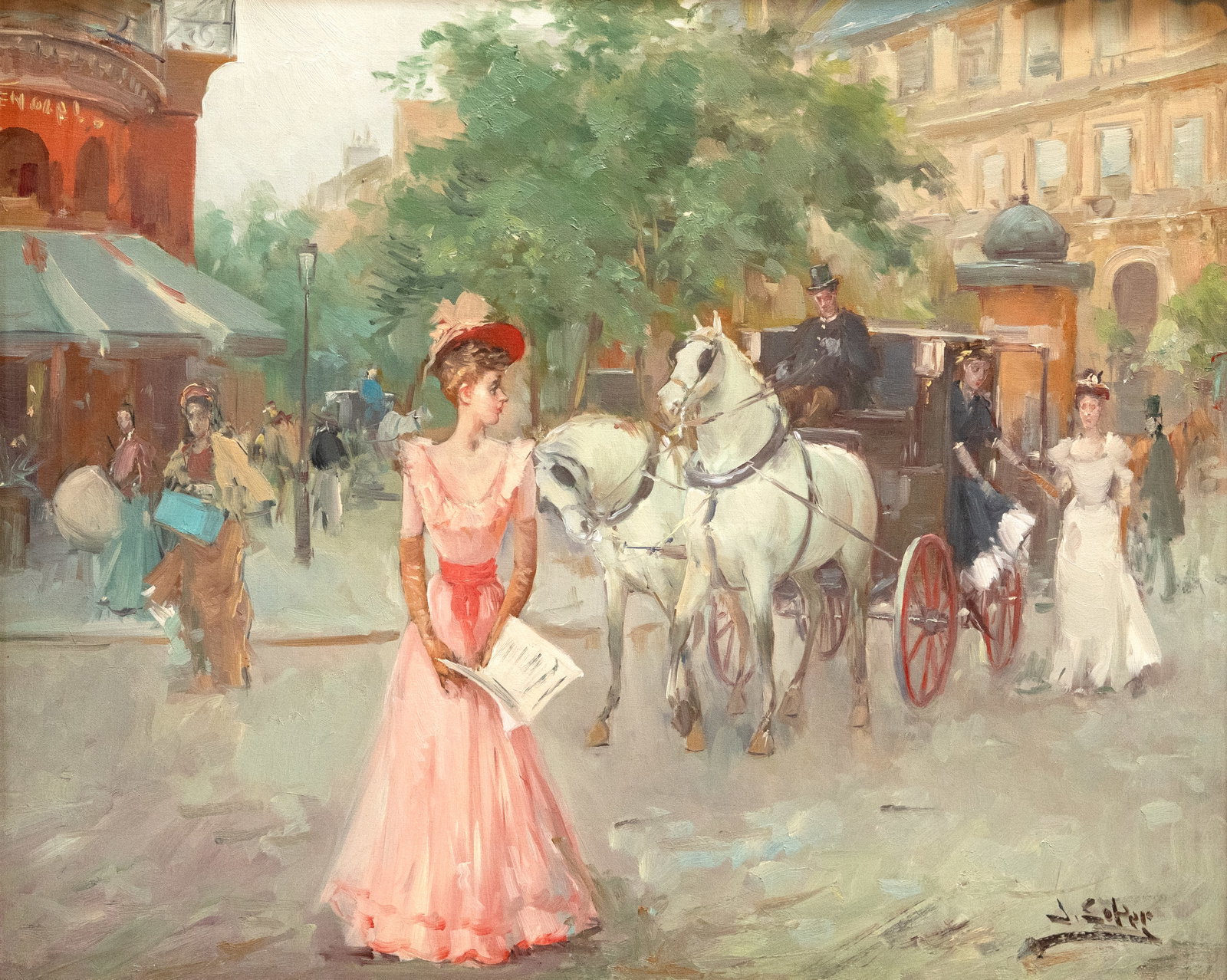 No Reserve: Juan Soler Signed Parisian Street Scene Oil on canvas Painting - 2