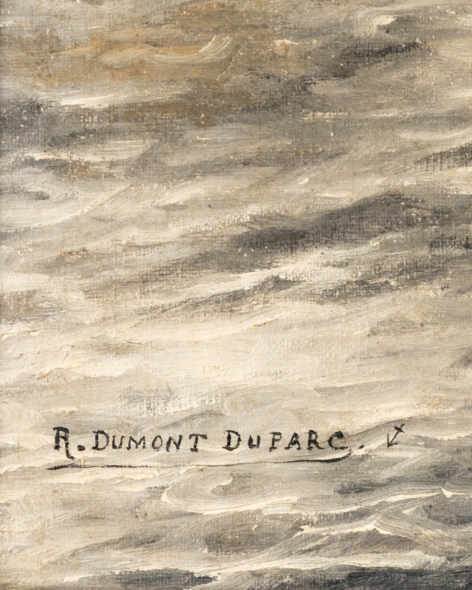 No Reserve: Robert Dumont-Duparc Signed 'In the Storm' Maritime Oil Painting - 4