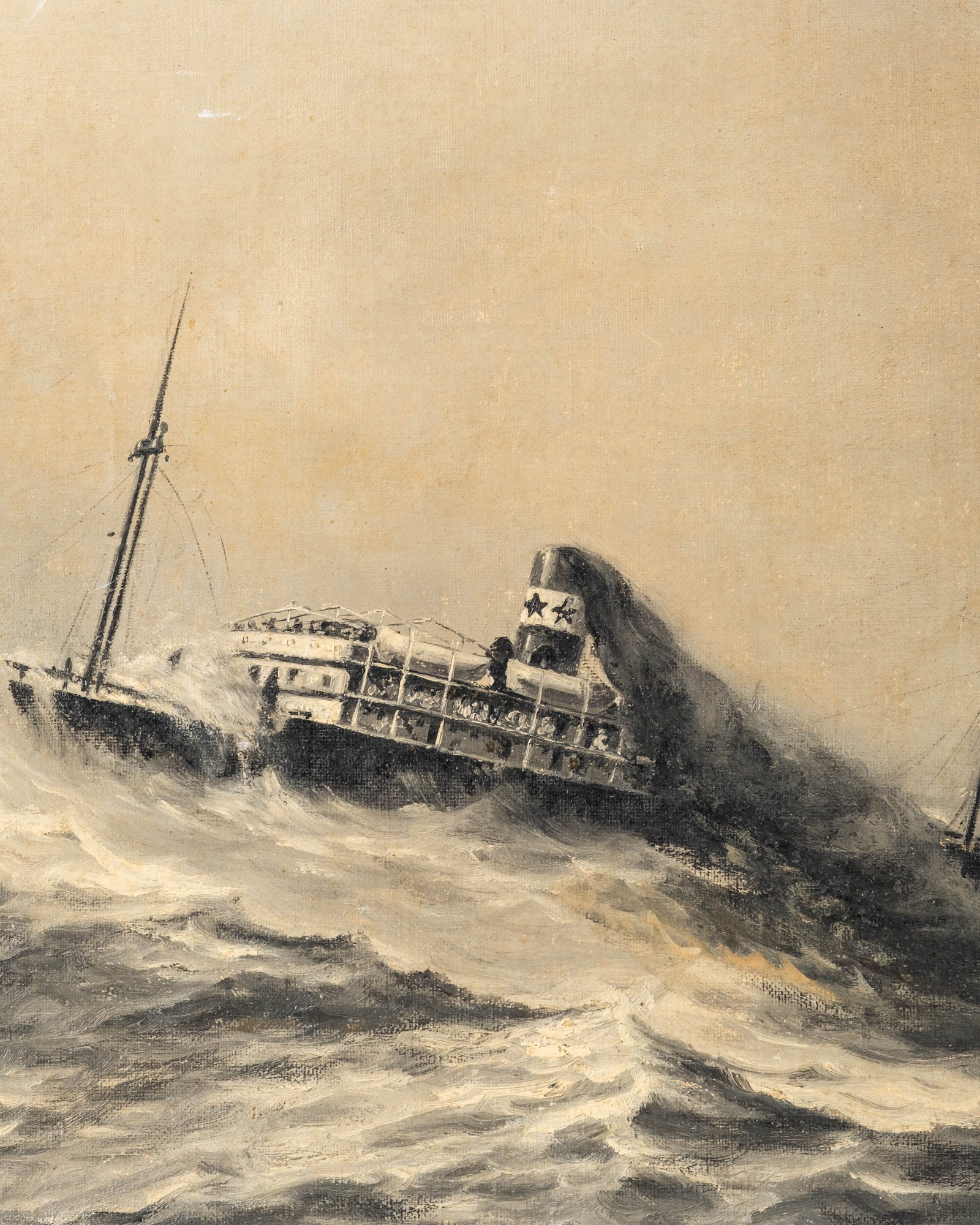 No Reserve: Robert Dumont-Duparc Signed 'In the Storm' Maritime Oil Painting - 6