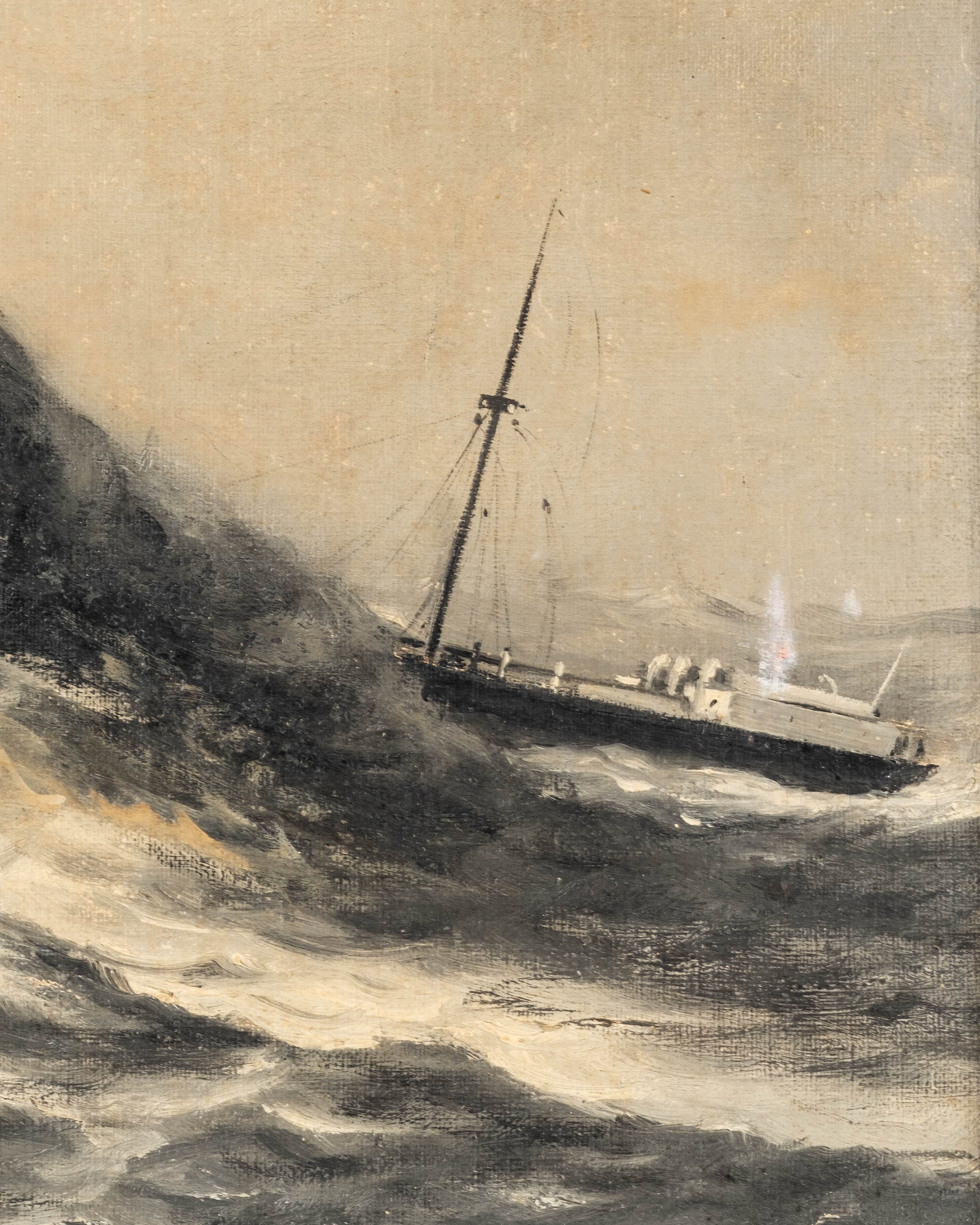 No Reserve: Robert Dumont-Duparc Signed 'In the Storm' Maritime Oil Painting - 7