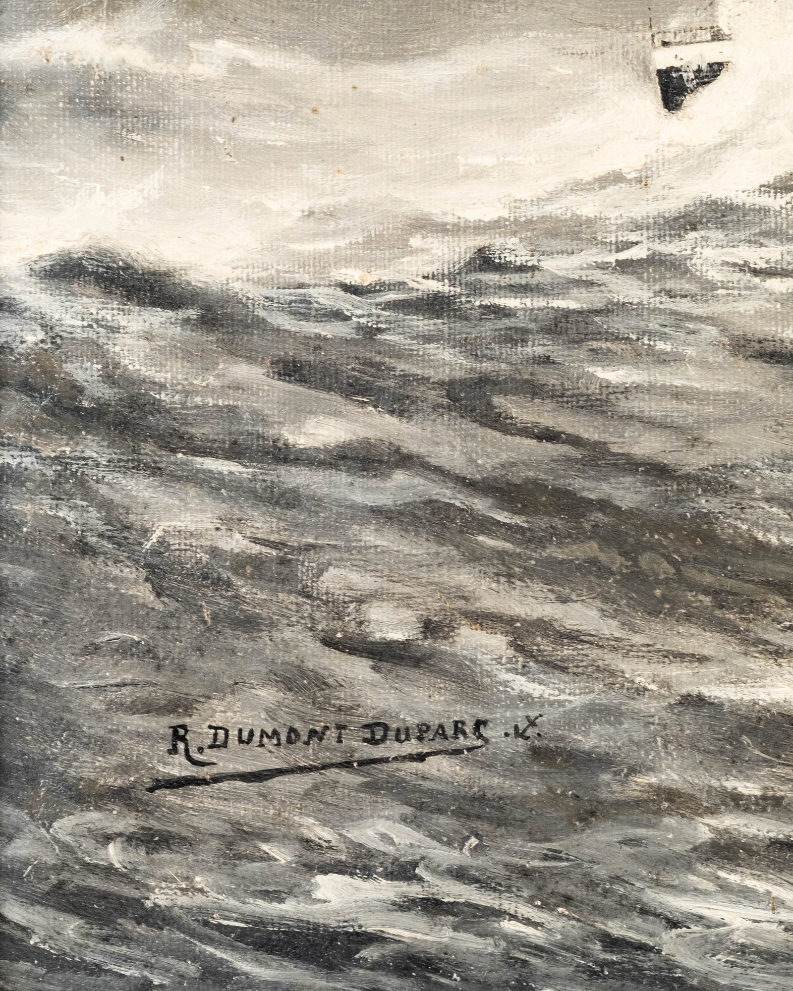 No Reserve: Robert Dumont-Duparc Signed 'In the Storm' Maritime Oil Painting - 4