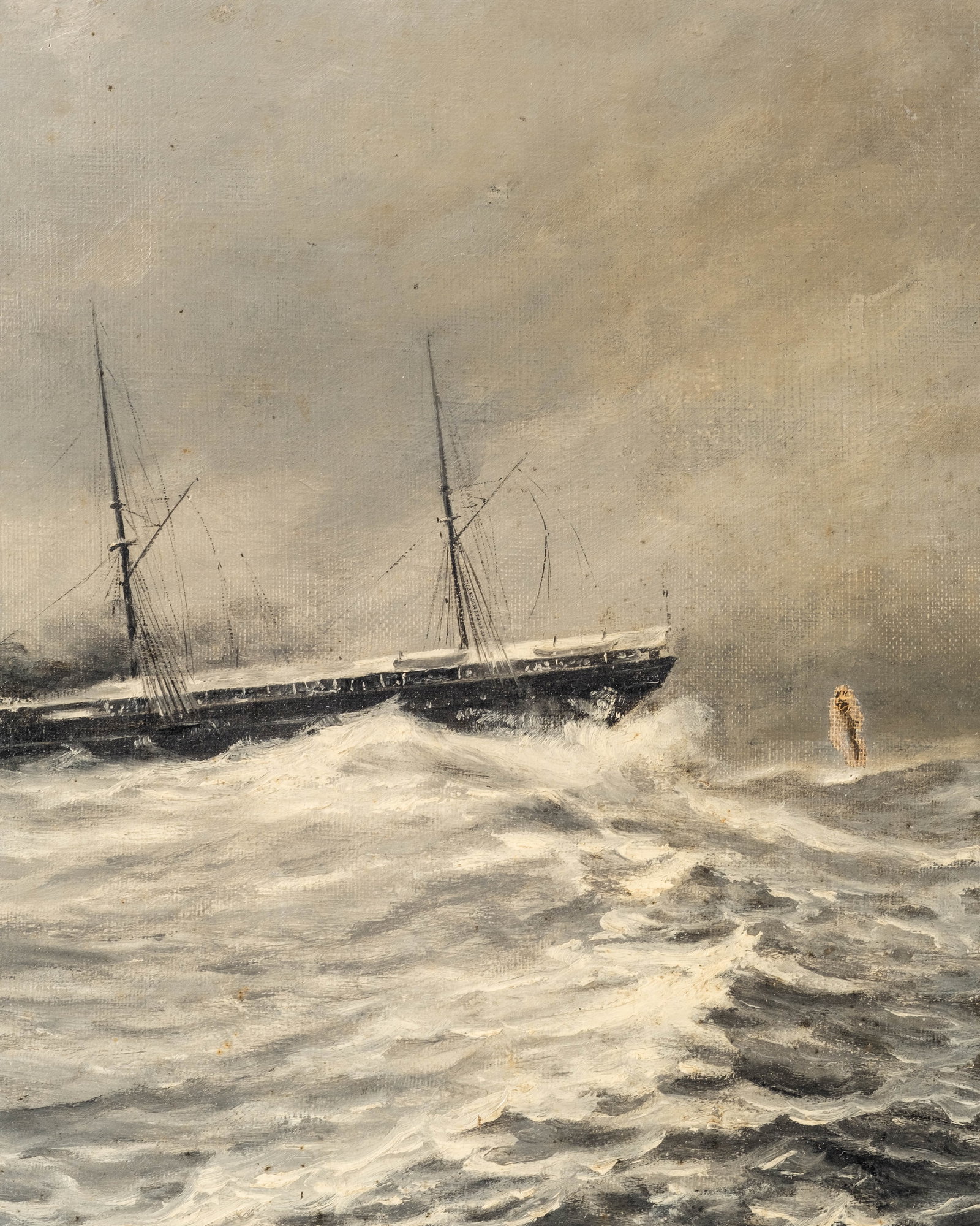 No Reserve: Robert Dumont-Duparc Signed 'In the Storm' Maritime Oil Painting - 6
