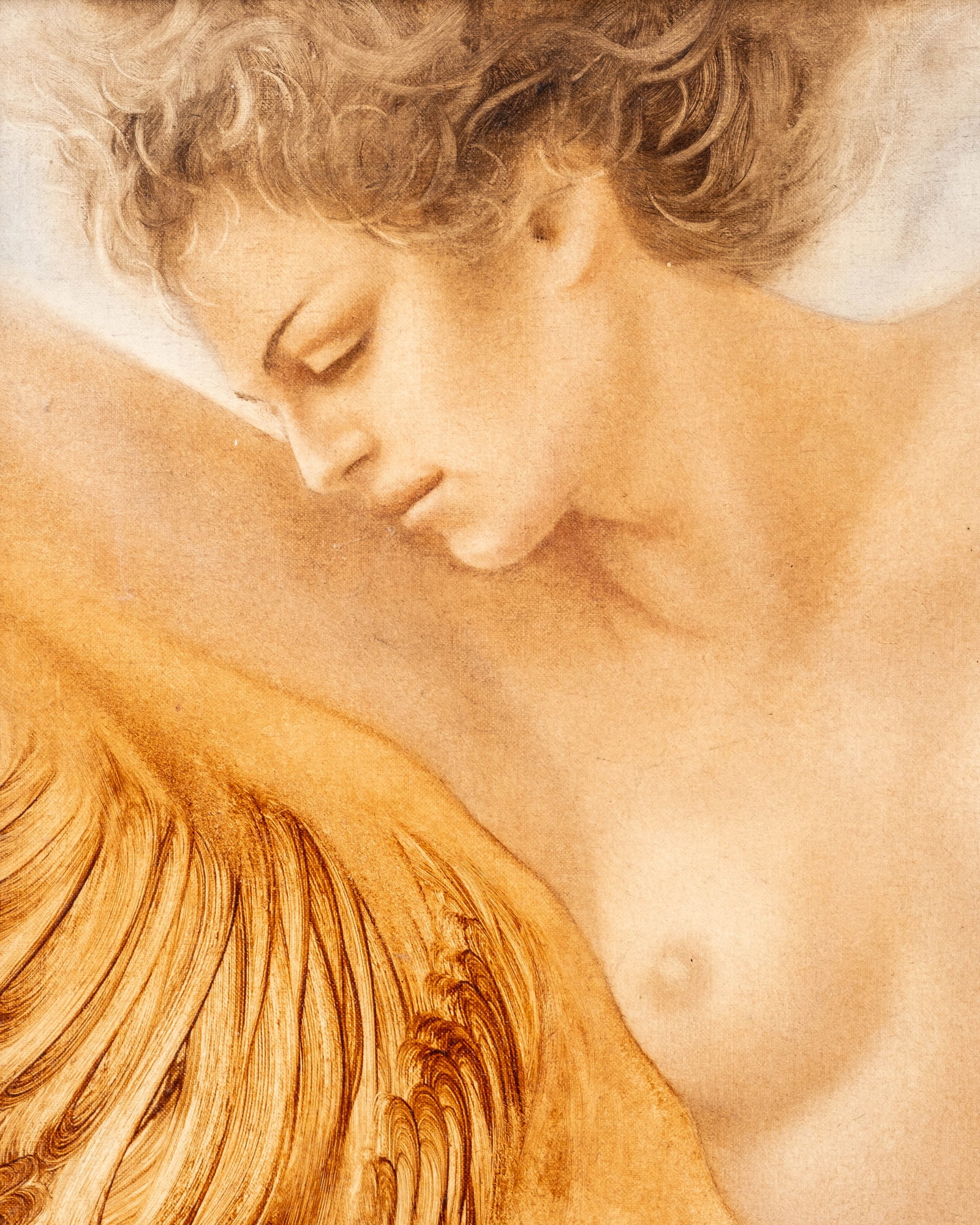 No Reserve: Gérard Daran Signed 'Winged Angel' Oil Painting - 5