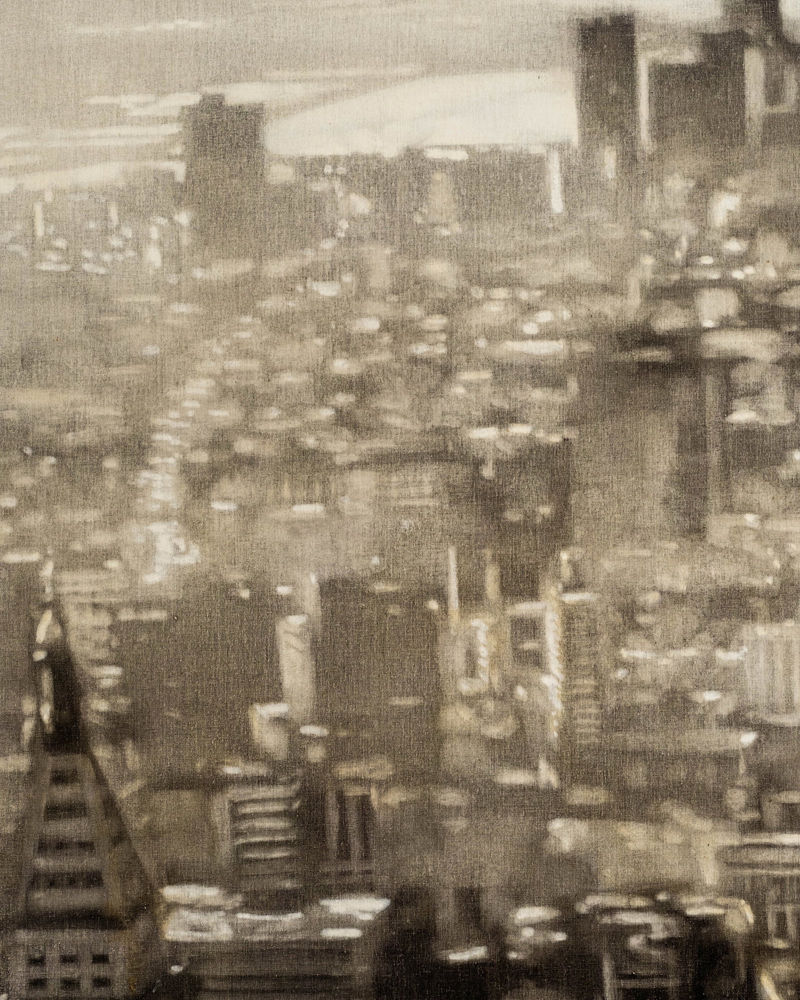 No Reserve: Éric Serafini Signed 'Downtown Manhattan' 2006 Oil Painting - 4