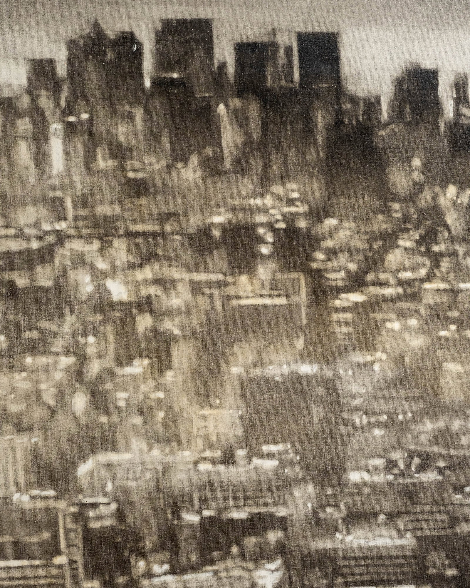 No Reserve: Éric Serafini Signed 'Downtown Manhattan' 2006 Oil Painting - 5