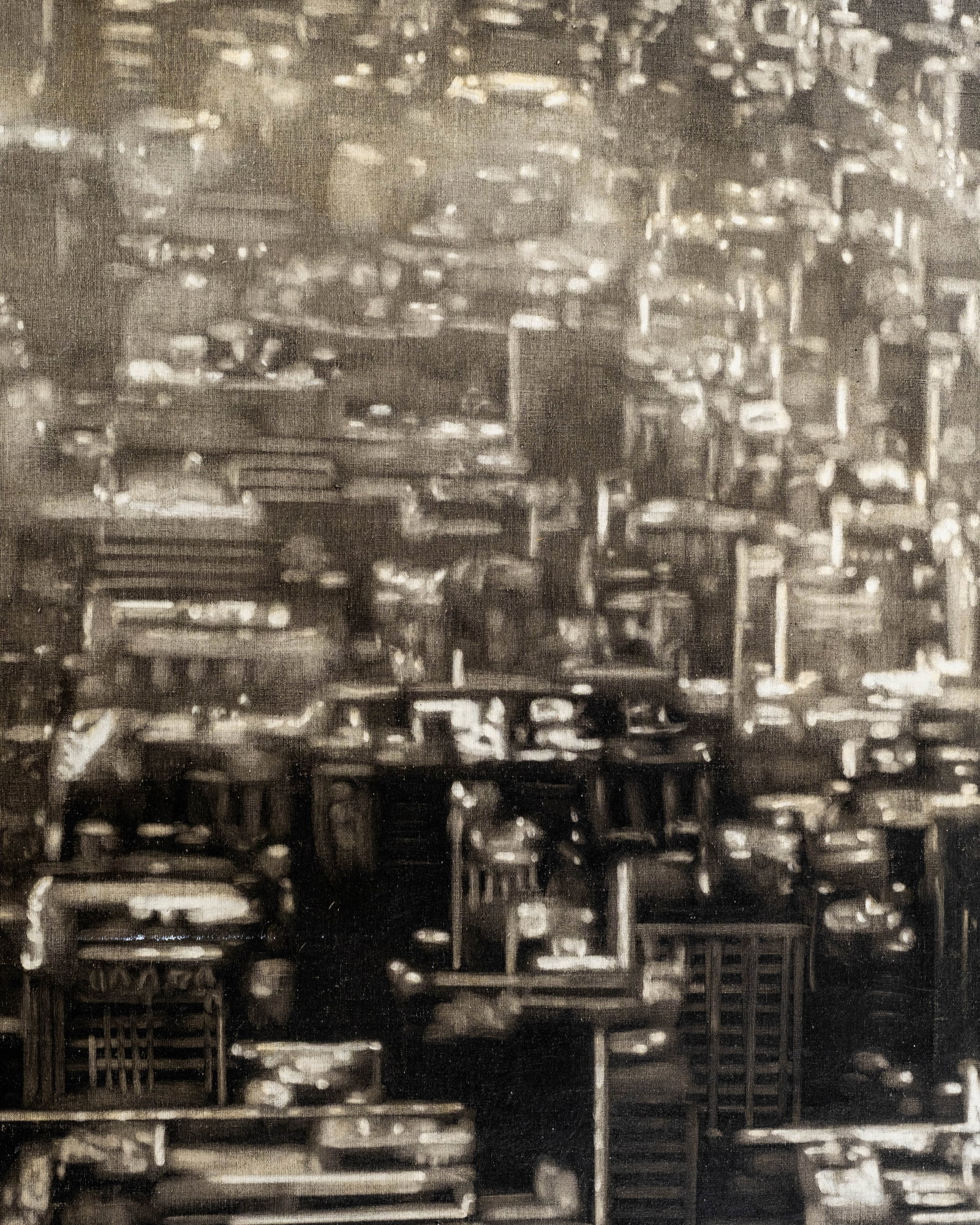 No Reserve: Éric Serafini Signed 'Downtown Manhattan' 2006 Oil Painting - 6