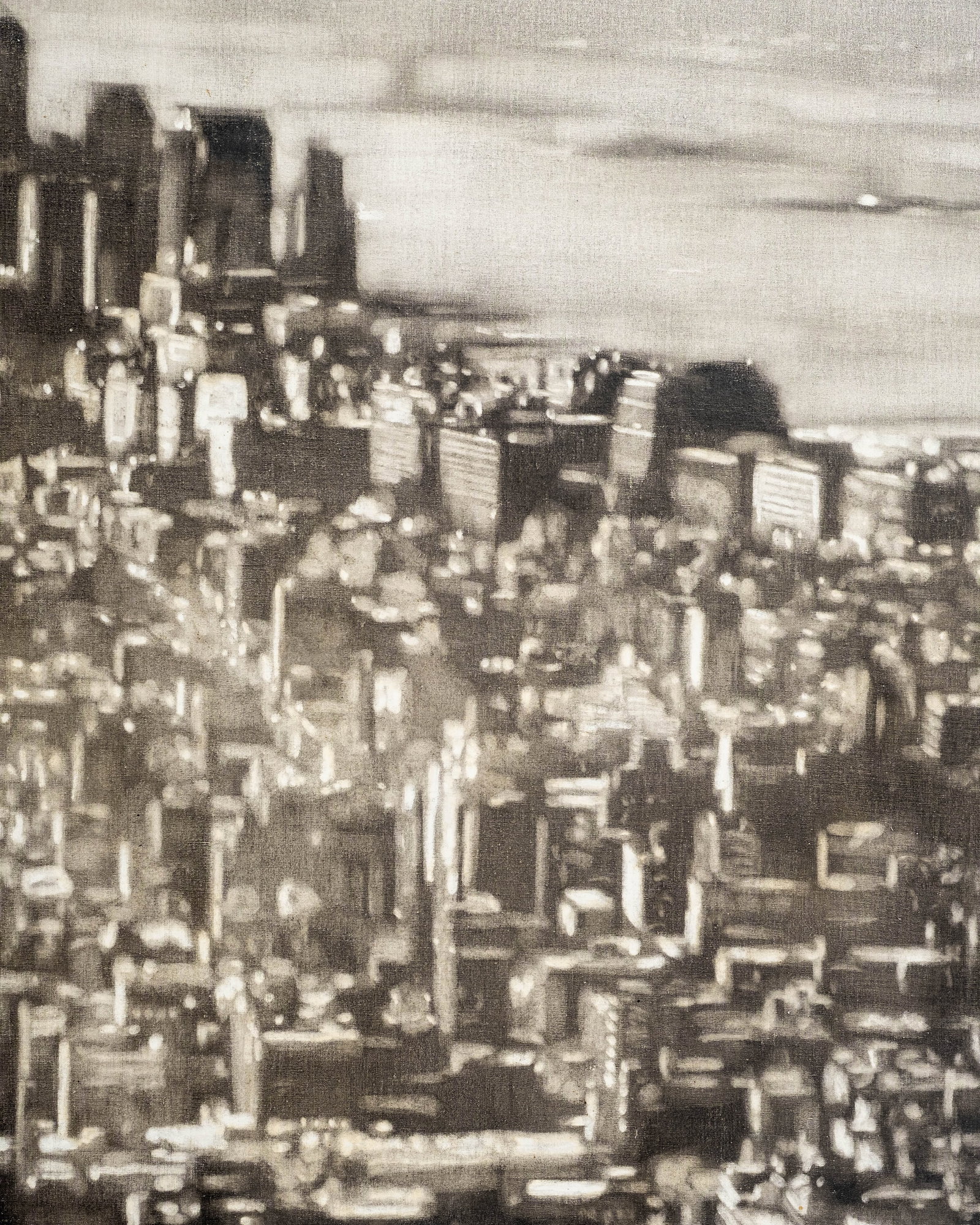No Reserve: Éric Serafini Signed 'Downtown Manhattan' 2006 Oil Painting - 7
