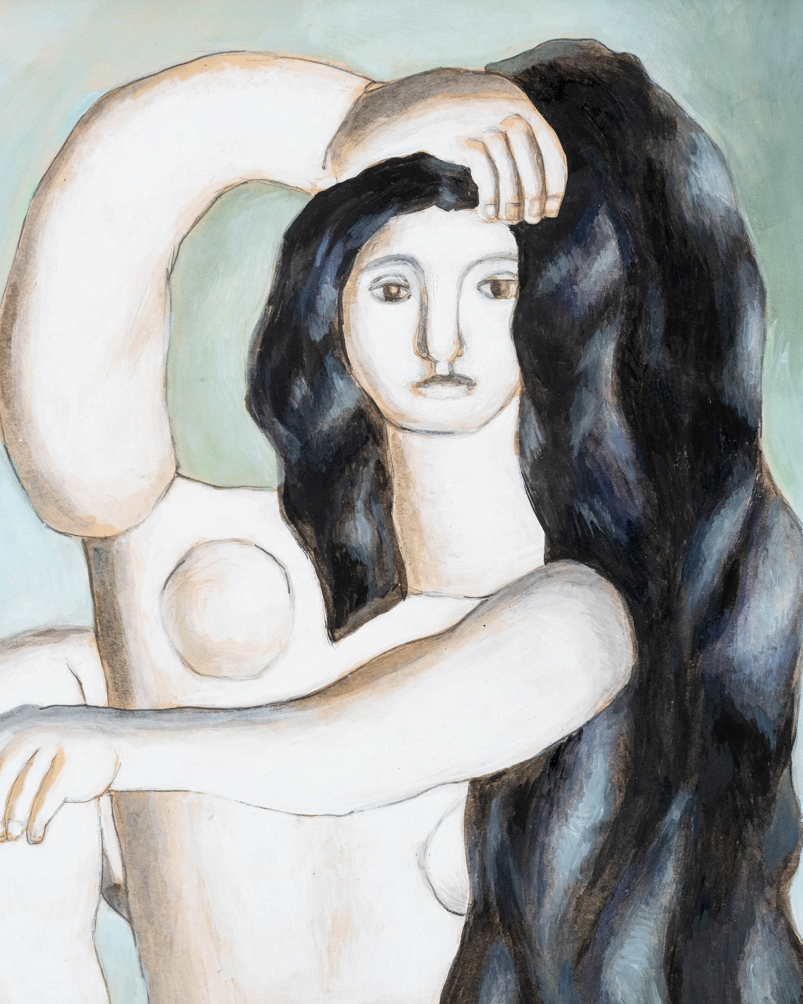 No Reserve: Fernand Léger (possibly) 'The Bather' Watercolor and Gouache Painting - 4