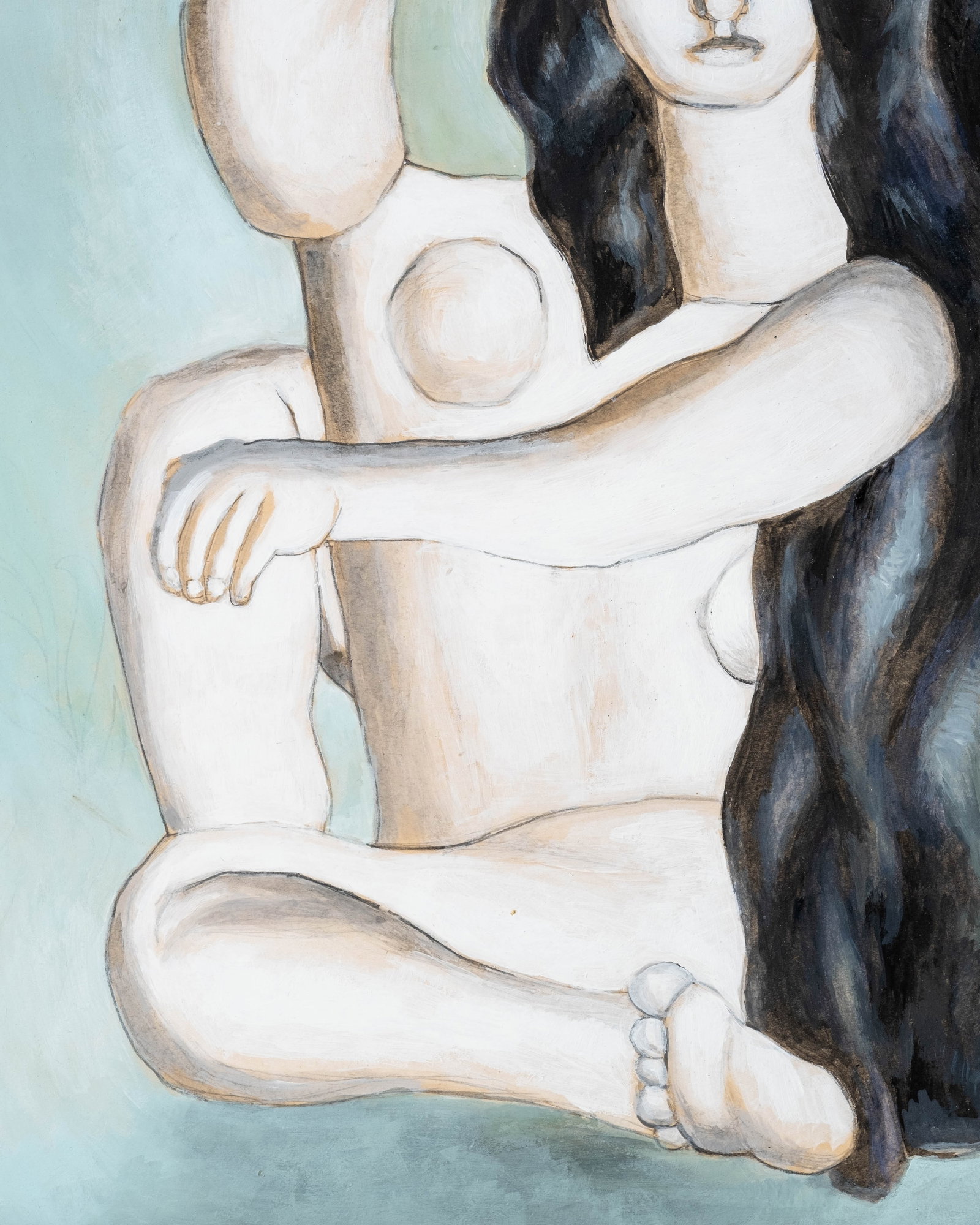 No Reserve: Fernand Léger (possibly) 'The Bather' Watercolor and Gouache Painting - 5
