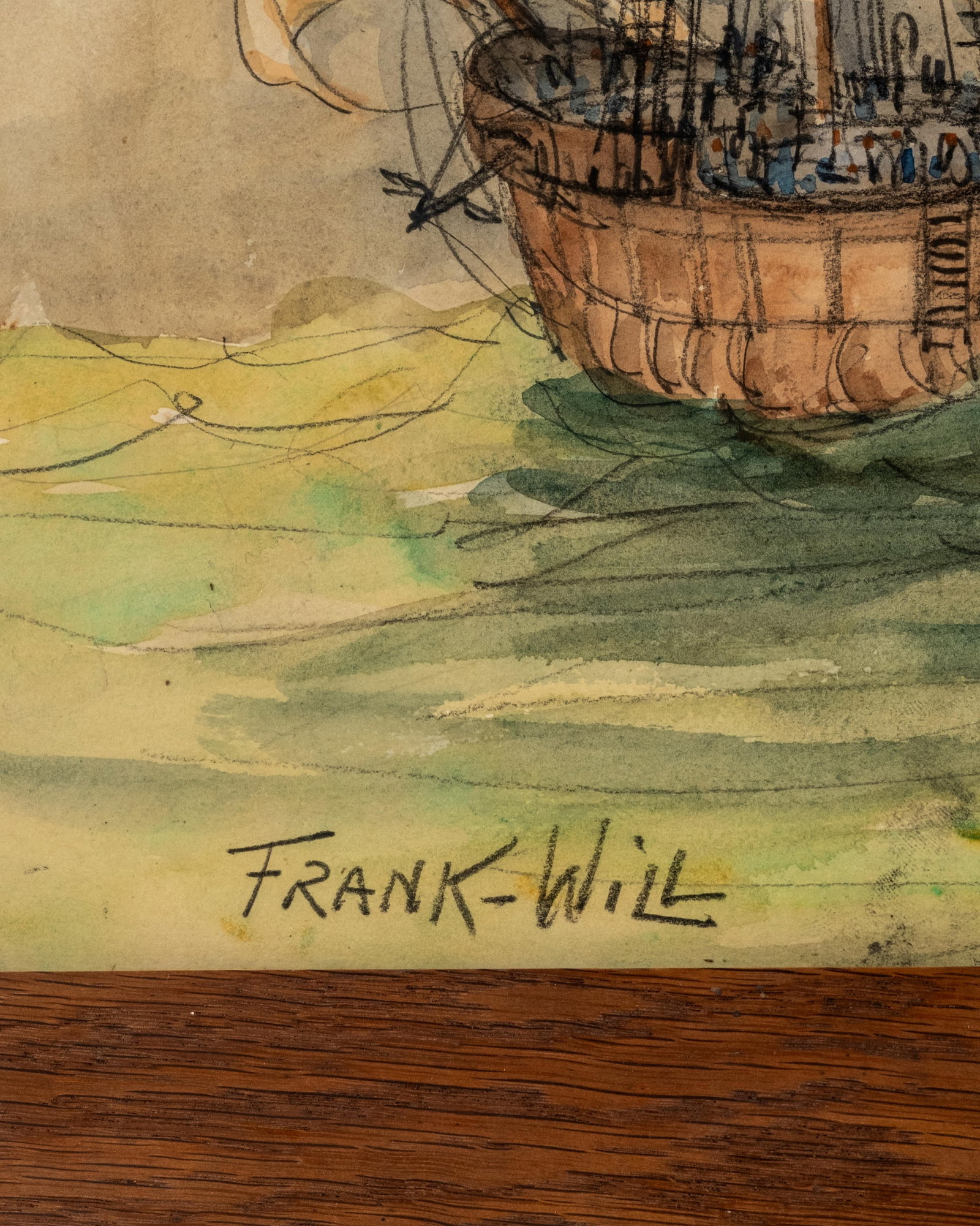 Frank-Will Signed 'Santa Maria de Cristoforo Colombo' 1493 Maritime Watercolor Painting - 7