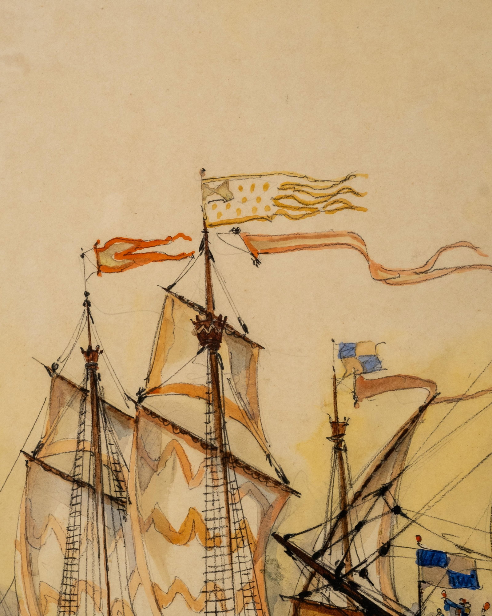 Frank-Will Signed 'Santa Maria de Cristoforo Colombo' 1493 Maritime Watercolor Painting - 8
