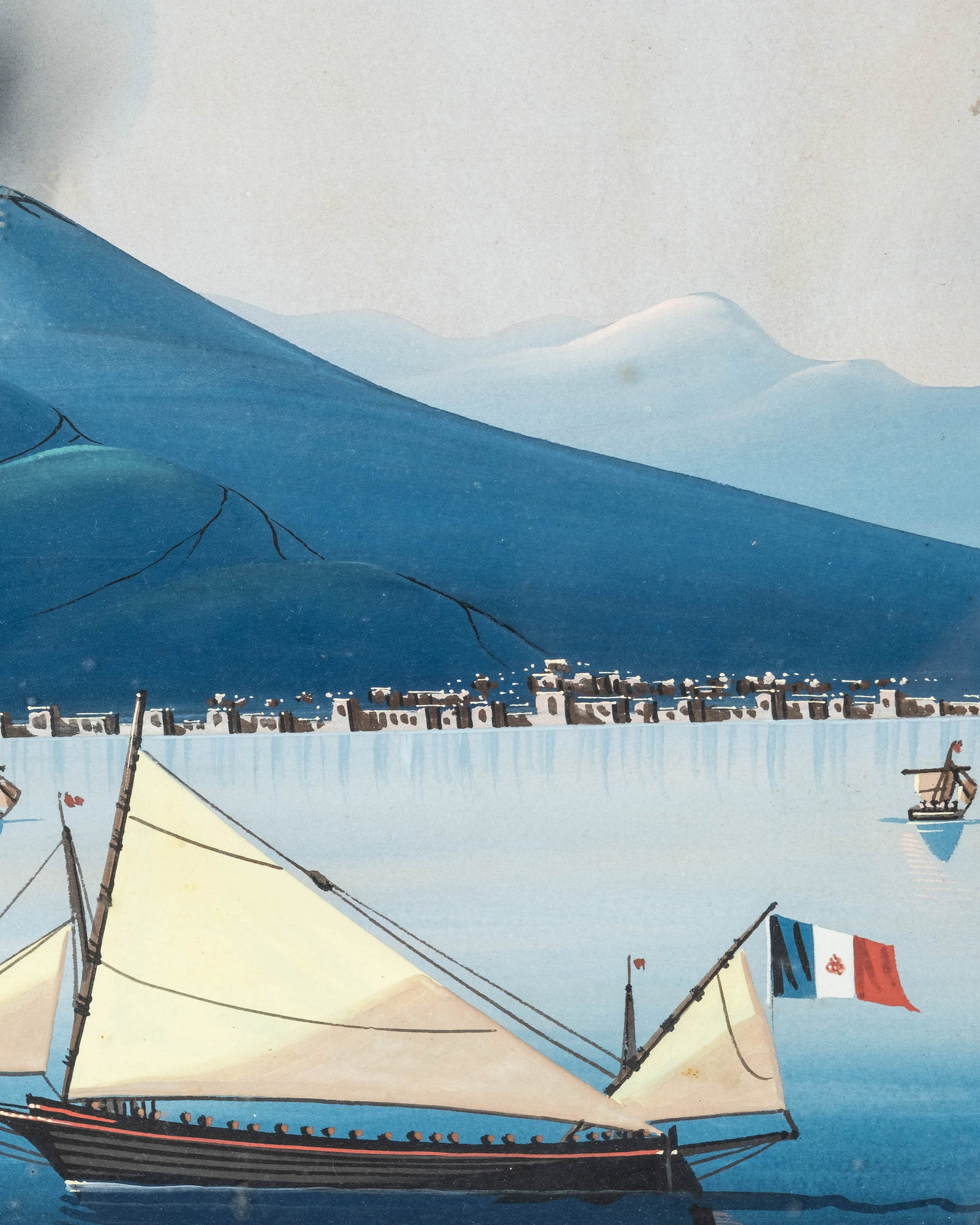 Mystery Artist: 19th Century Neapolitan School 'Il Vesuvio' Gouache Painting - 7