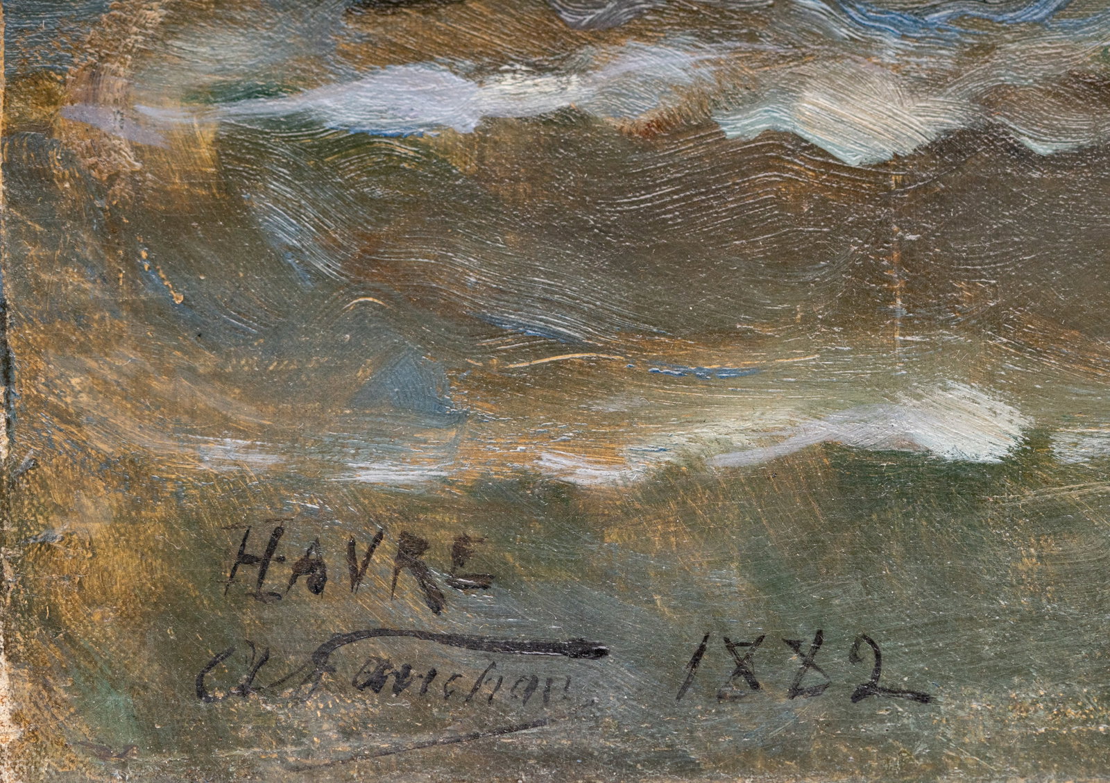 No Reserve: A. Fanchon, Signed, French School 'Ships off Le Havre' 1882 Oil Painting - 3