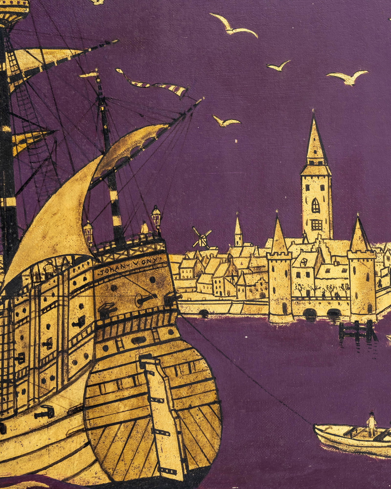 No Reserve: Georges Frederic Signed 1971 Caravels Returning to Port Painting - 8