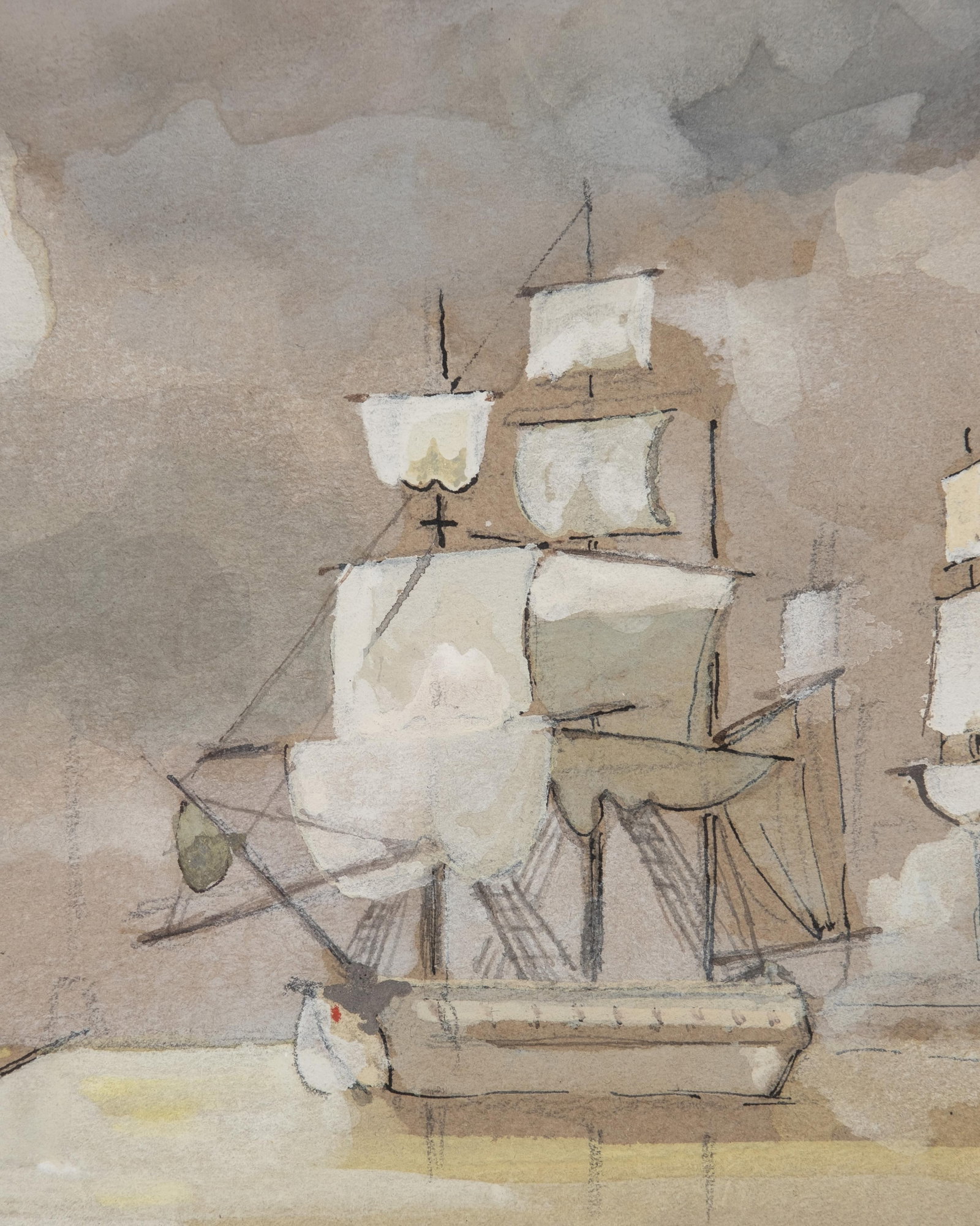 Jean-Gabriel Domergue Maritime Watercolor and Gouache Painting, Circa 1920, Signed - 7
