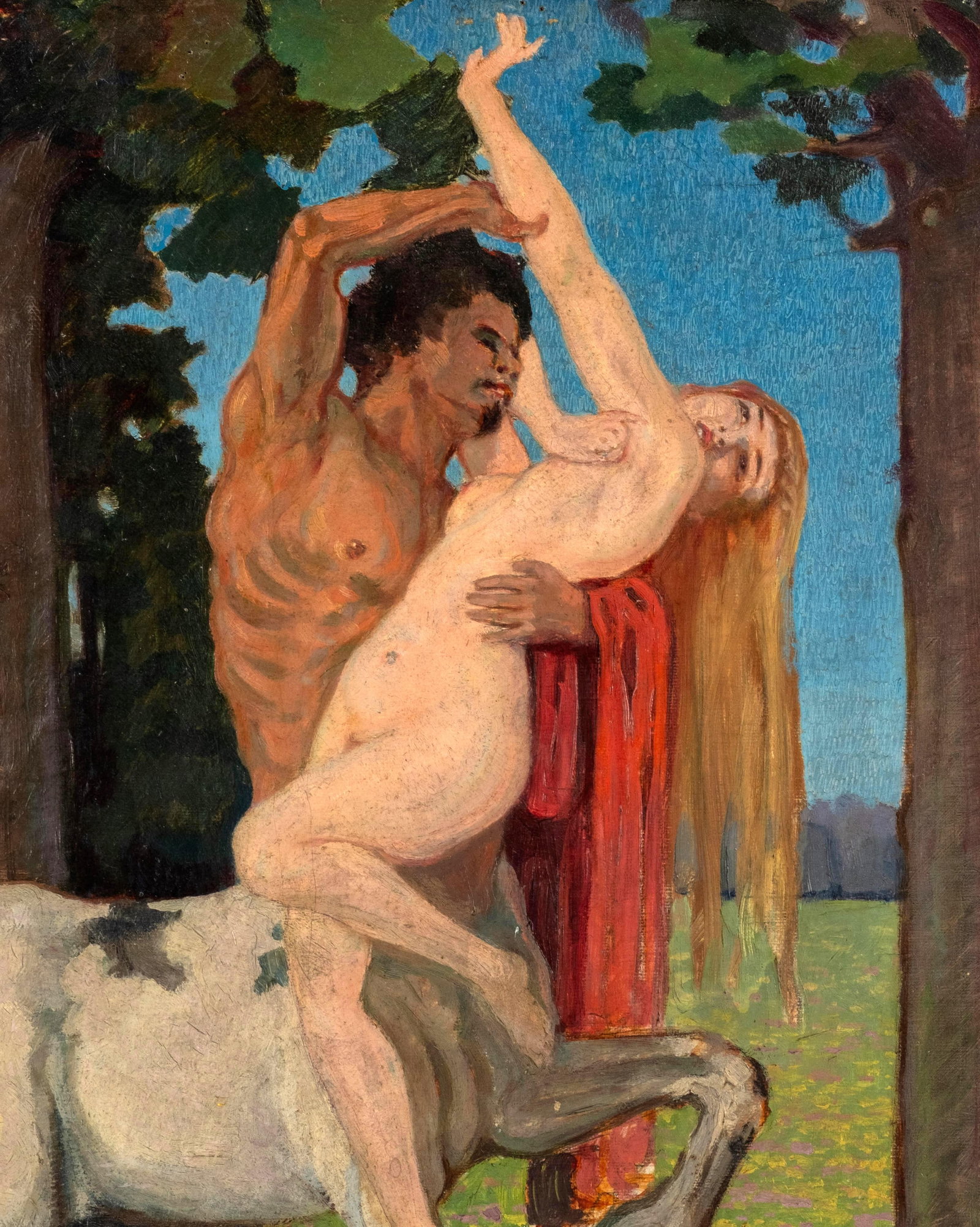 Viktor Theodor Slama, Austrian Art Nouveau, Oil Painting, 'Nessus and Deianira', Signed, 1912 - 7