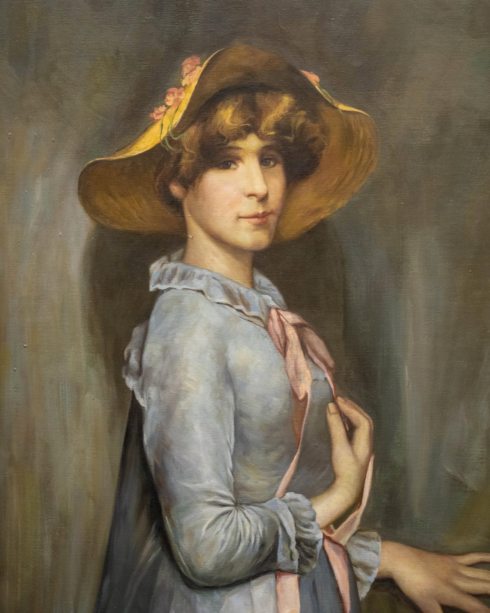J. Duvier?, Actress Sarah Bernhardt Pulling Back Theater Curtain. Signed Oil on Canvas Painting, - 5