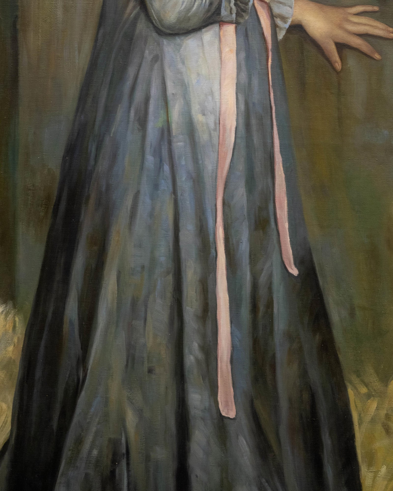 J. Duvier?, Actress Sarah Bernhardt Pulling Back Theater Curtain. Signed Oil on Canvas Painting, - 7