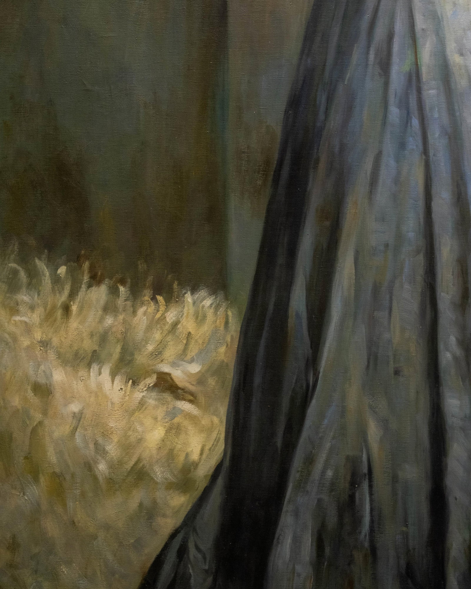 J. Duvier?, Actress Sarah Bernhardt Pulling Back Theater Curtain. Signed Oil on Canvas Painting, - 8