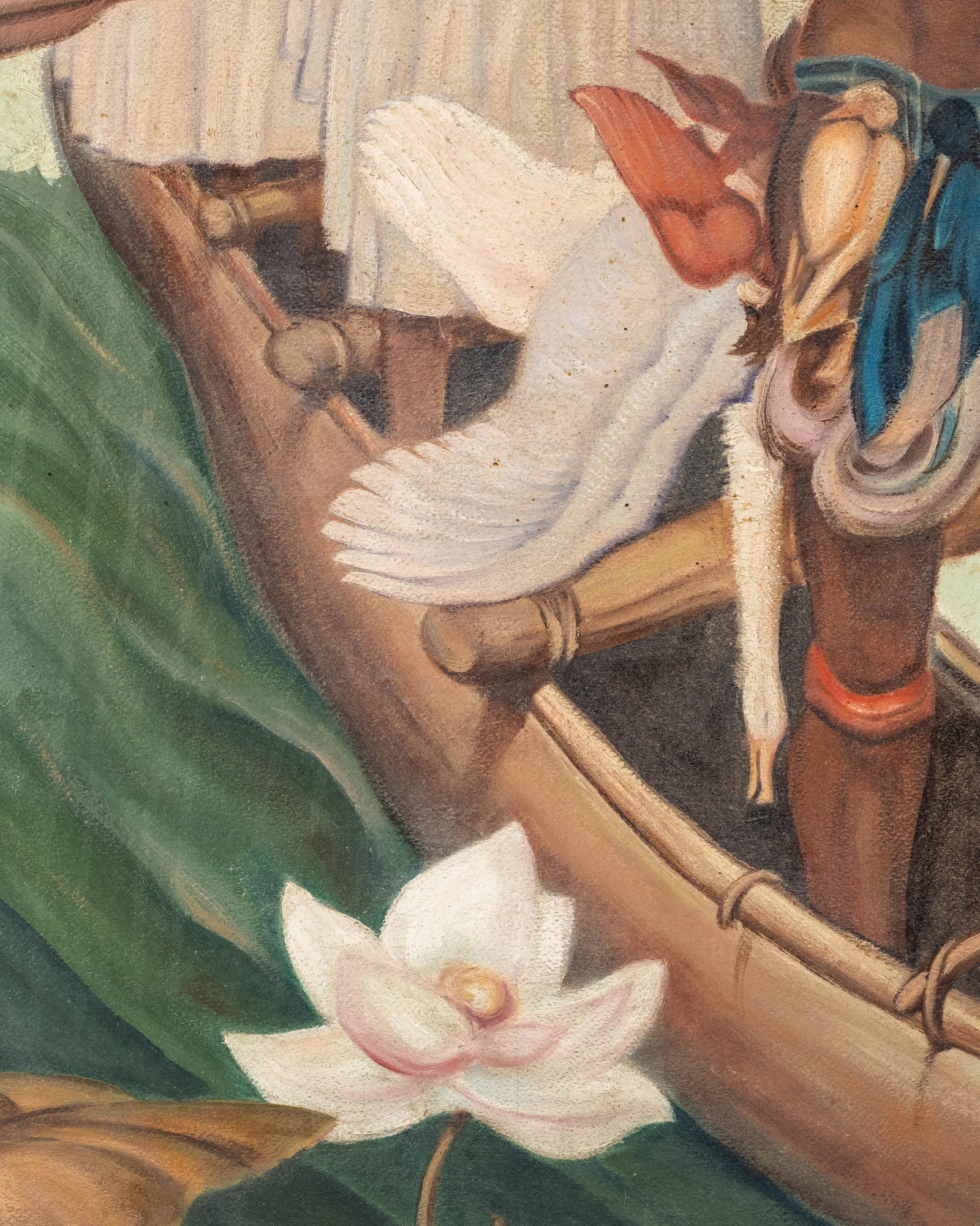 No Reserve: 20th Century Stylized Hunting Scene Oil On Canvas Painting - 6