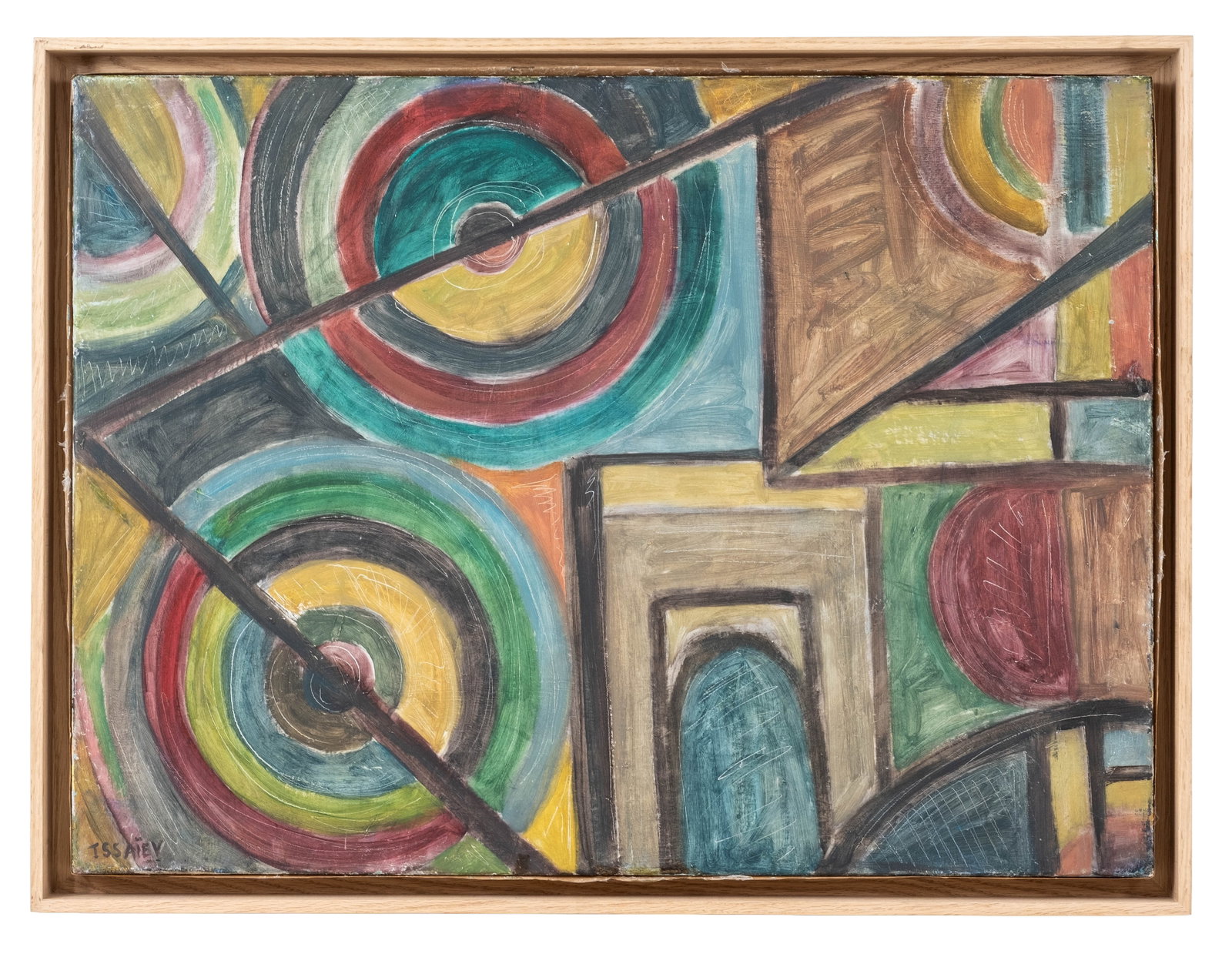 No Reserve: Nicolas Issaiev Signed Cubist Orphist Composition Oil Painting - 4