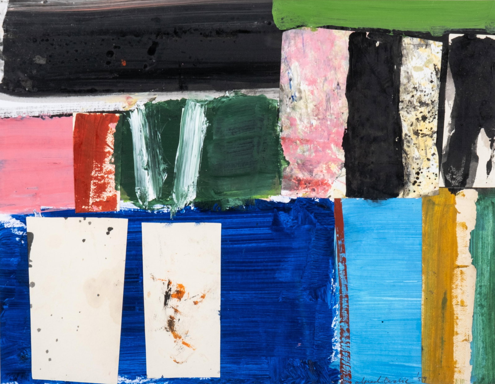No Reserve: Alfred Leslie Signed Abstract Expressionist Oil Painting and Collage on Canvas, 1959 - 2