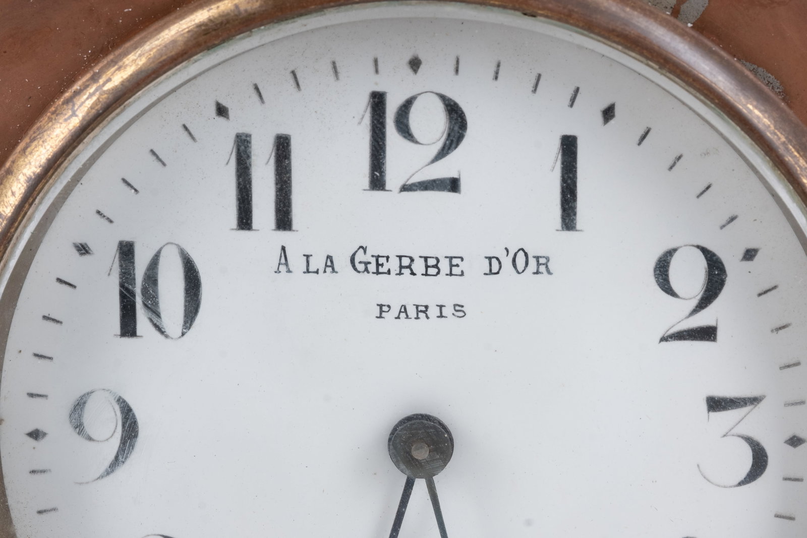 No Reserve: La Gerbe d'Or Art Nouveau French Silver-Over-Copper Clock on Agate Base, Signed, Circa - 2