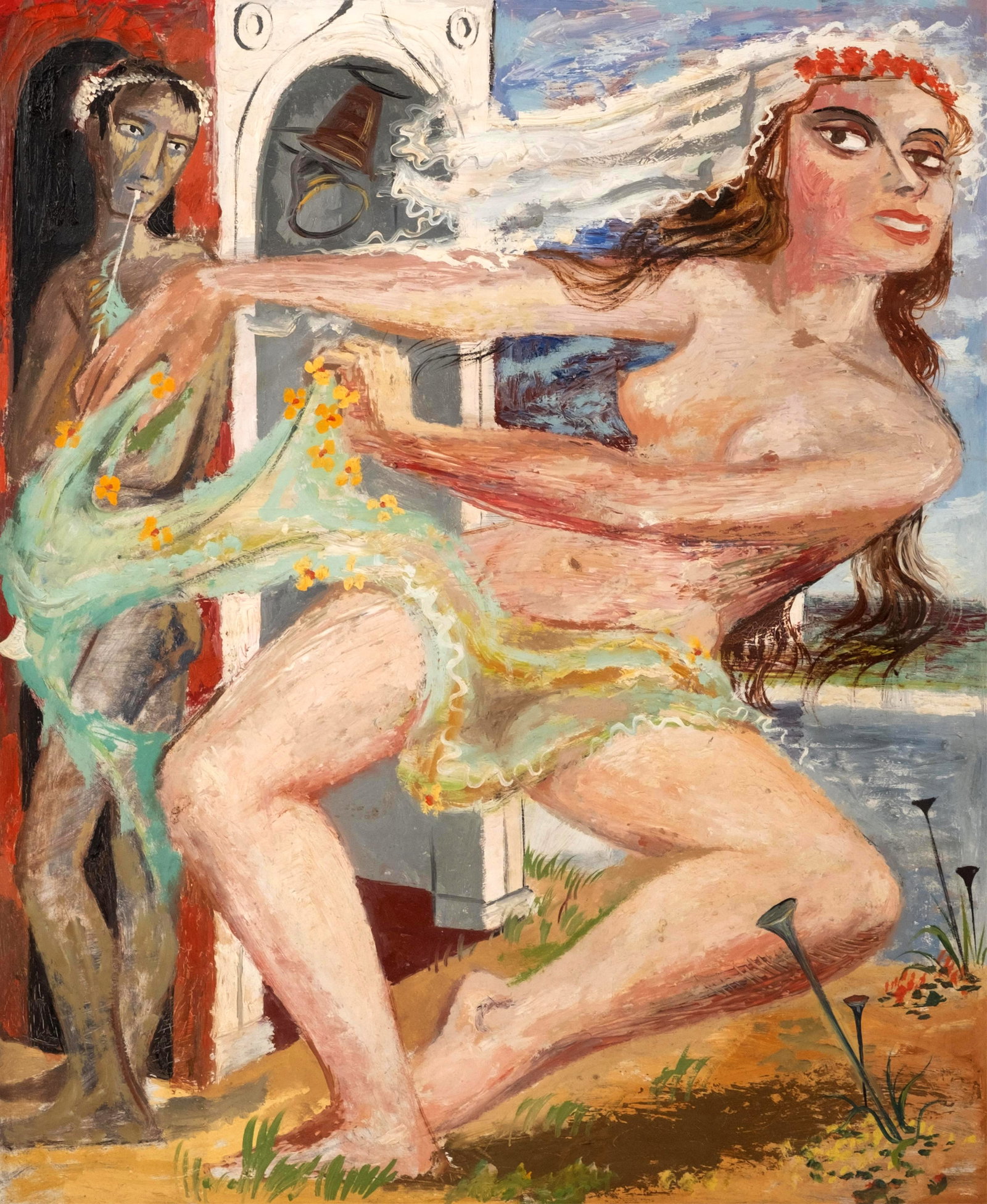 No Reserve: She is a mystery, Oil on Canvas Painting, Circa Mid-20th Century 'Runaway Bride' - 2