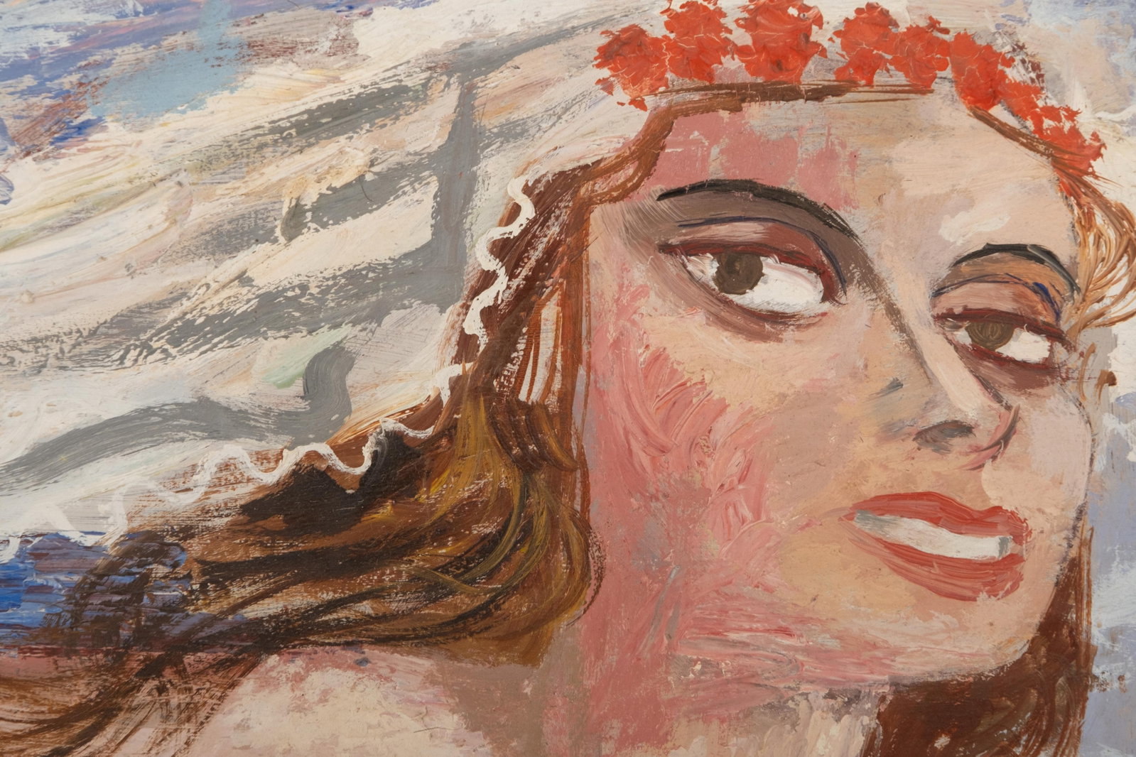 No Reserve: She is a mystery, Oil on Canvas Painting, Circa Mid-20th Century 'Runaway Bride' - 4