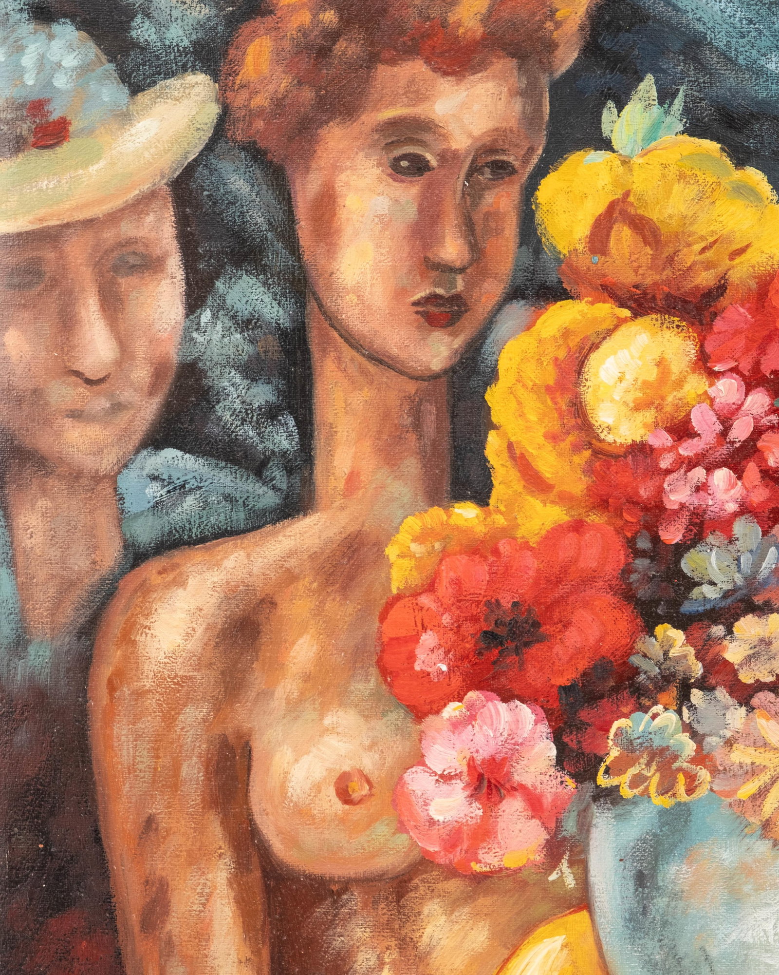 No Reserve: Carole Hermann, Women with a Bouquet, Signed Oil on Canvas - 5