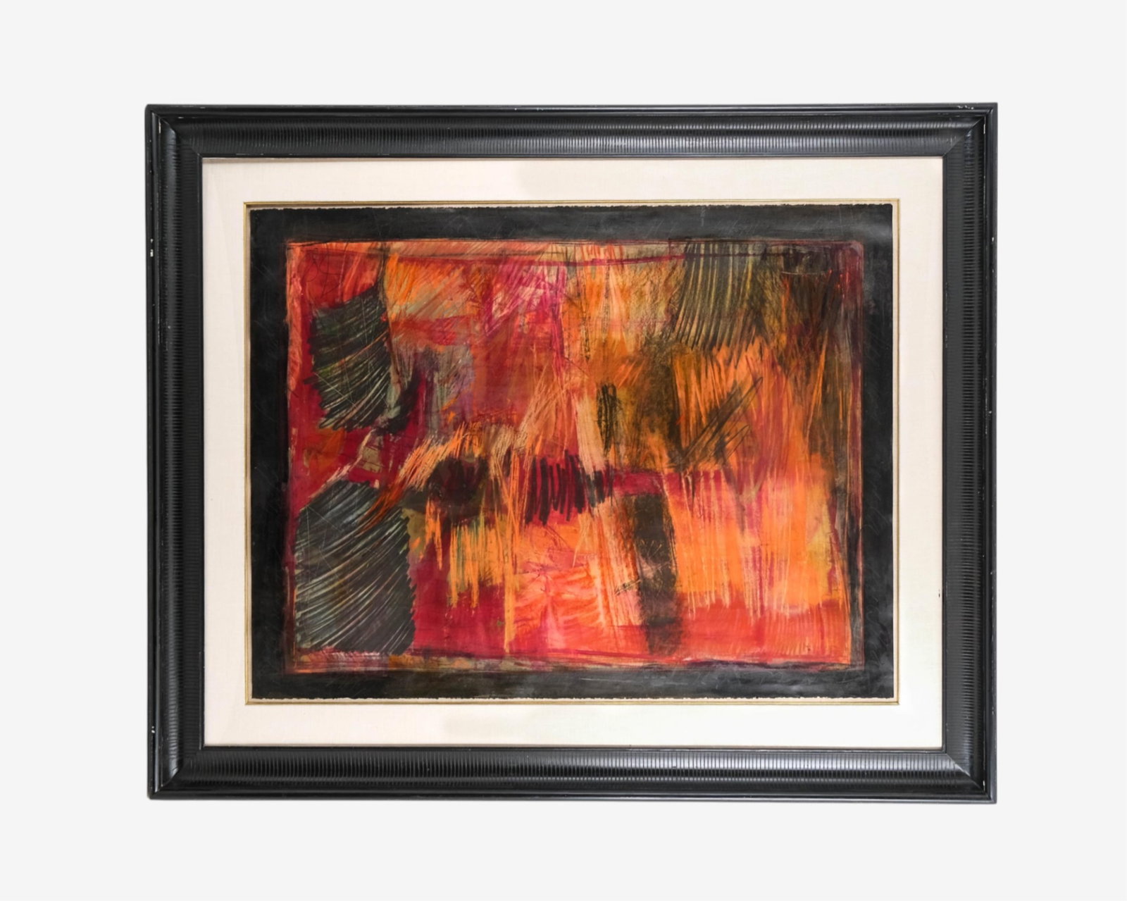 No Reserve: Abstract Expressionist Mural 20th Century Mixed Gouache & Pastel Painting, Illegibly - 4