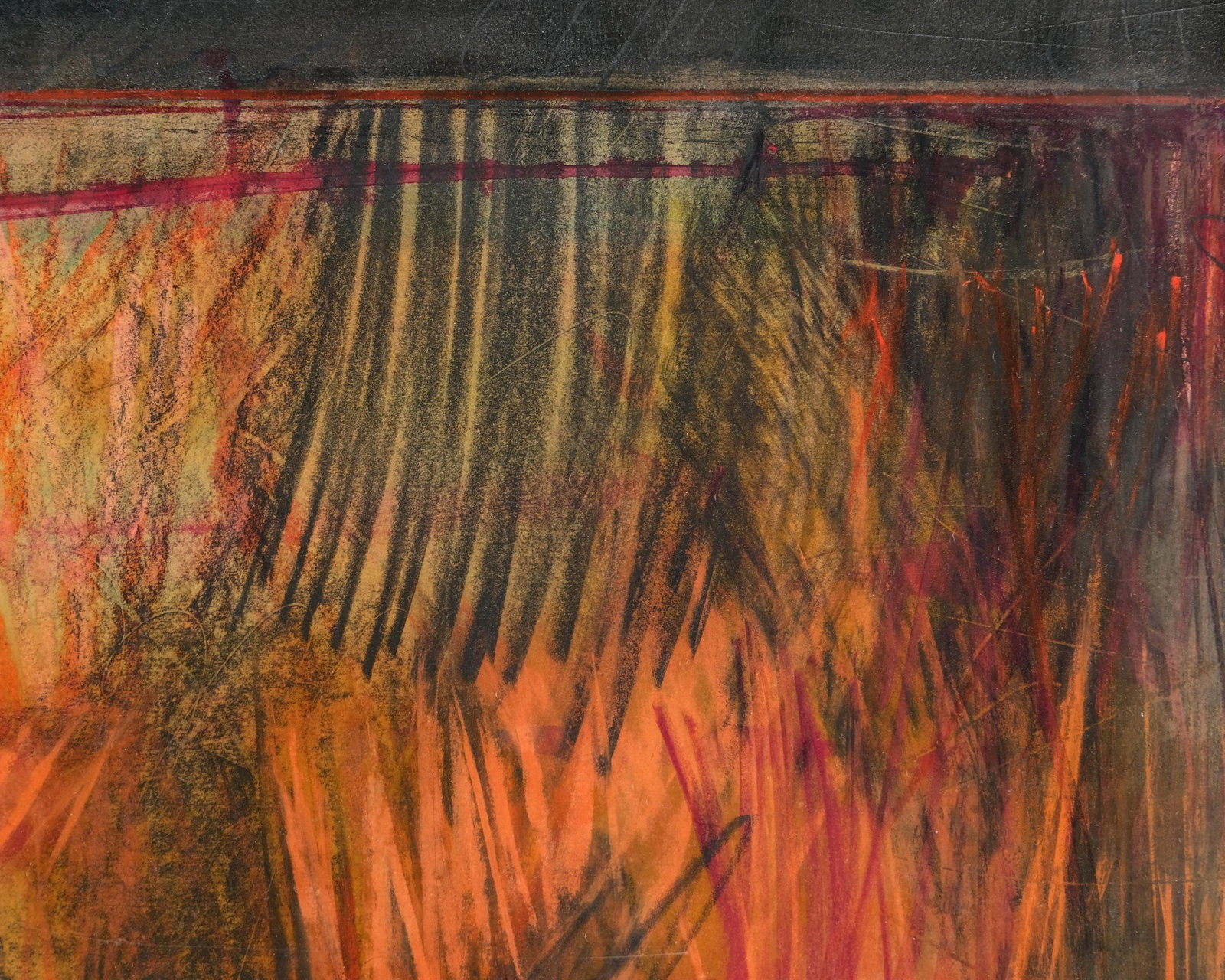 No Reserve: Abstract Expressionist Mural 20th Century Mixed Gouache & Pastel Painting, Illegibly - 5