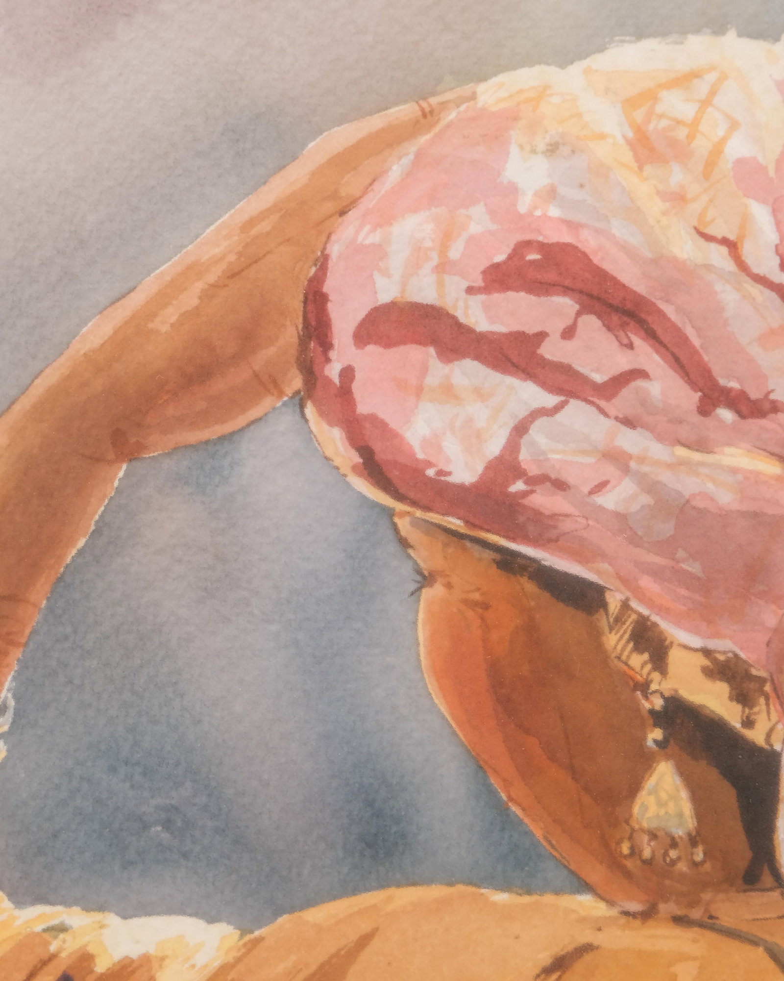 No Reserve: Signed Orientalist School, Watercolor, Painting, Woman with Headscarf, 20th Century - 6