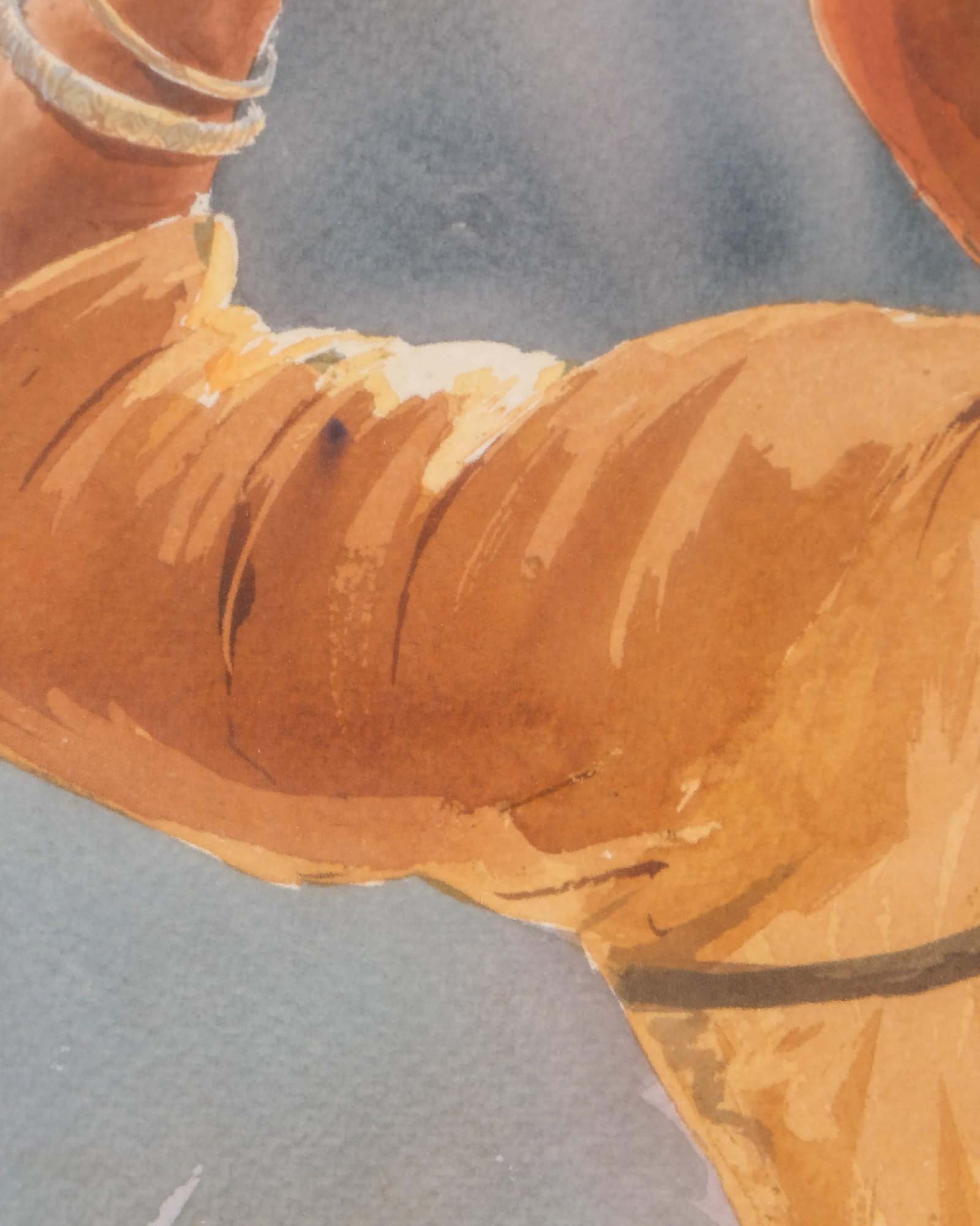 No Reserve: Signed Orientalist School, Watercolor, Painting, Woman with Headscarf, 20th Century - 8