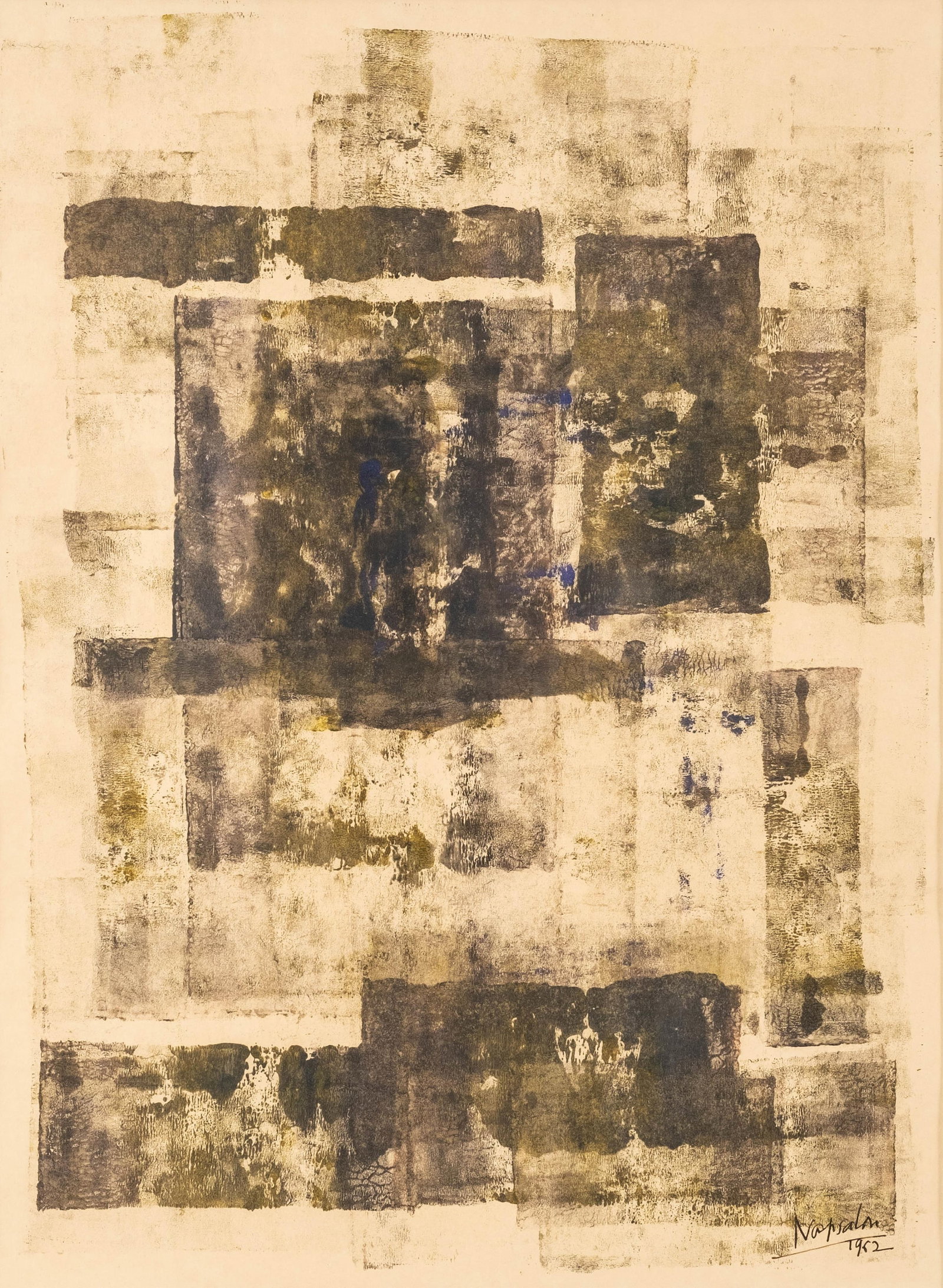 No Reserve: Signed Napsalon? 1962 Abstract Mixed Media on Paper - 2