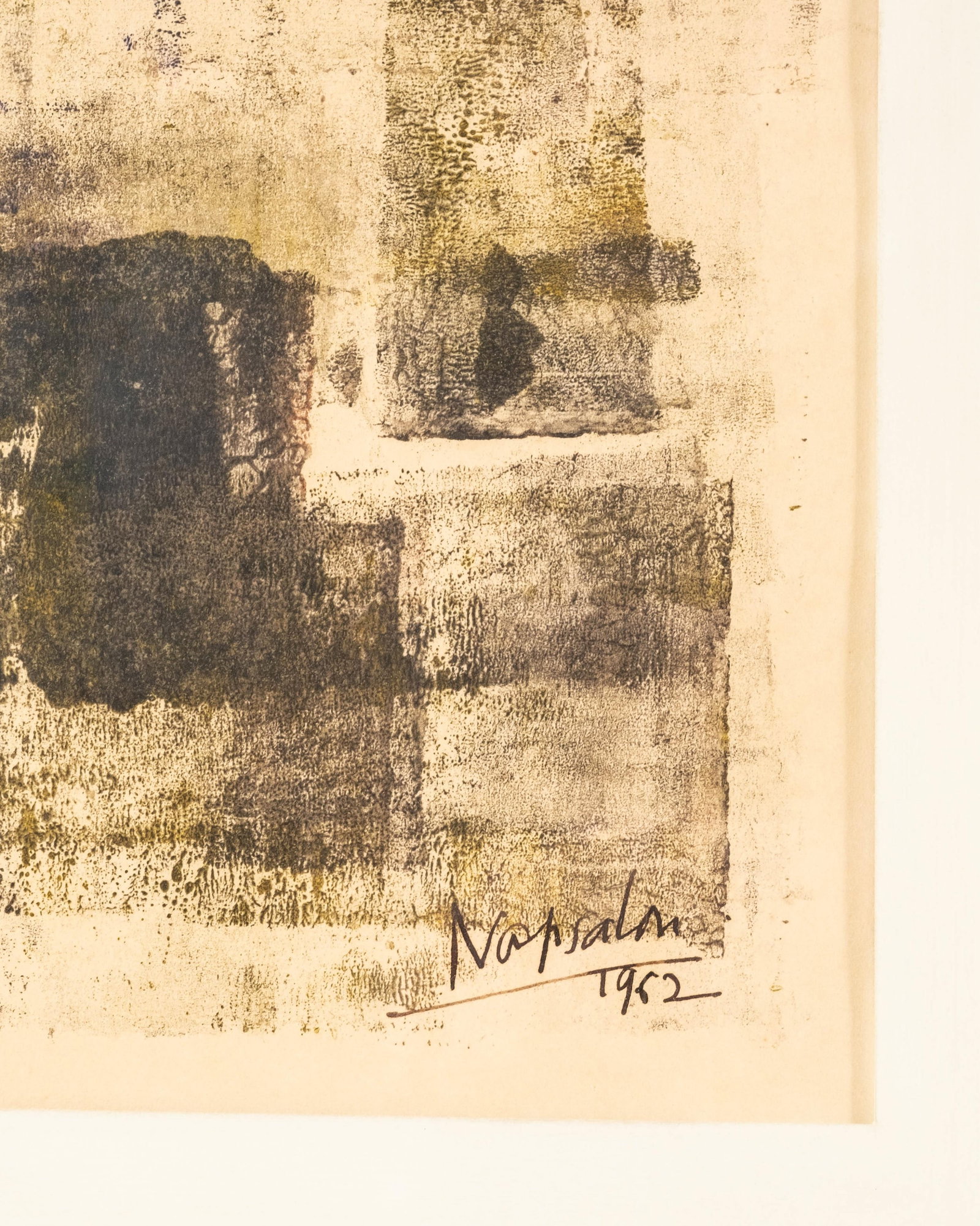 No Reserve: Signed Napsalon? 1962 Abstract Mixed Media on Paper - 4