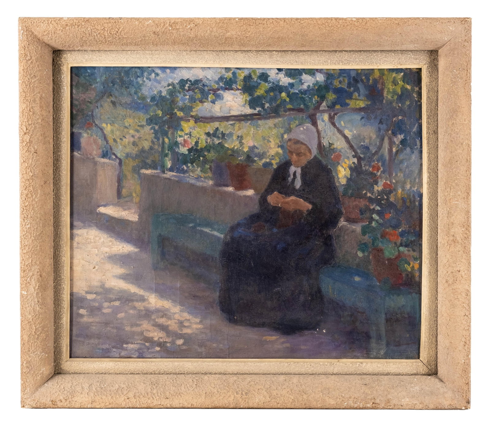 No Reserve: Impressionist Woman In Garden Oil Painting (1 of 7)