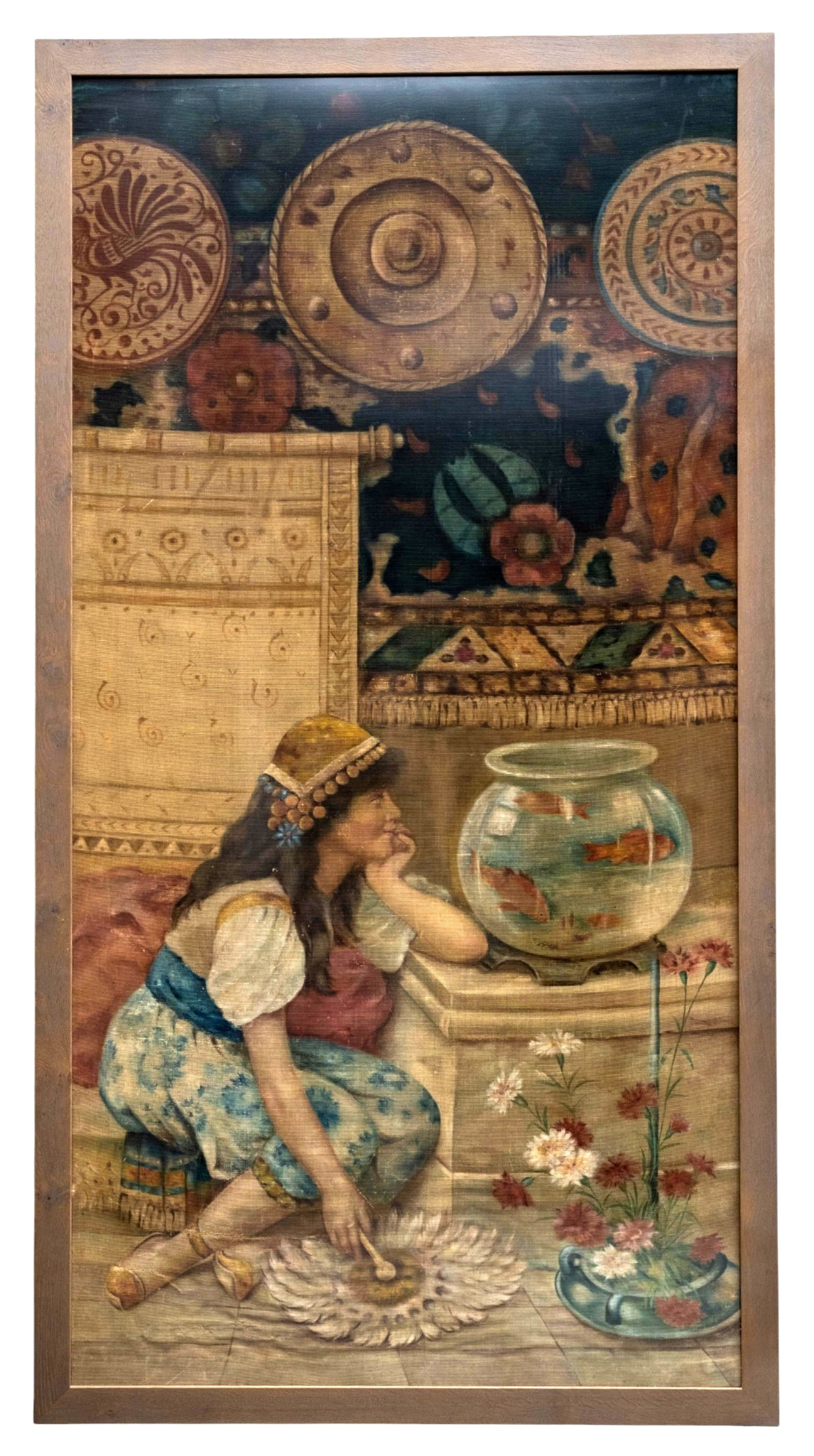 No Reserve: William Stephen Coleman (after) British Orientalist Goldfish Bowl 80-in Painting (1 of 5)