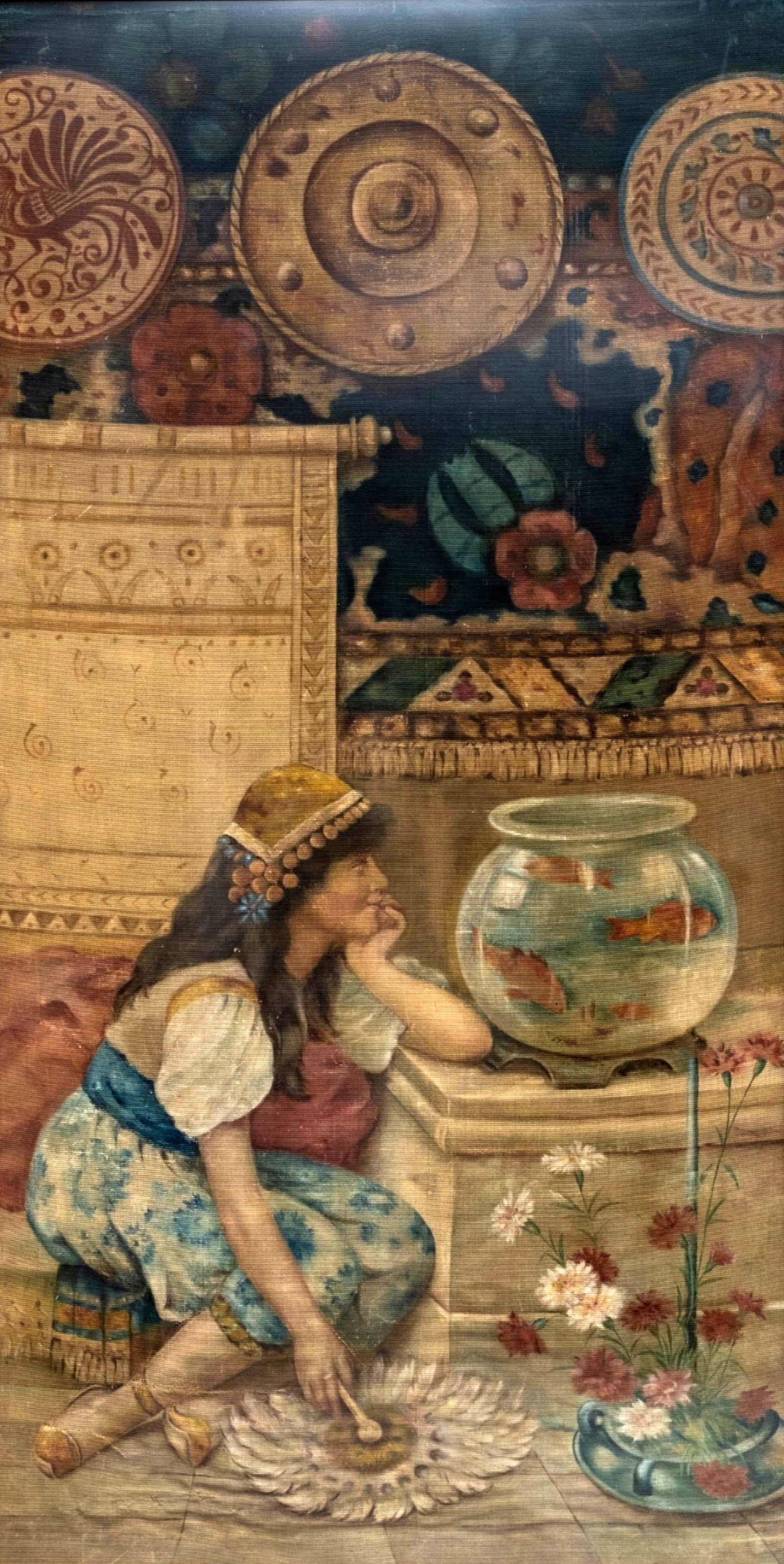 No Reserve: William Stephen Coleman (after) British Orientalist Goldfish Bowl 80-in Painting - 2