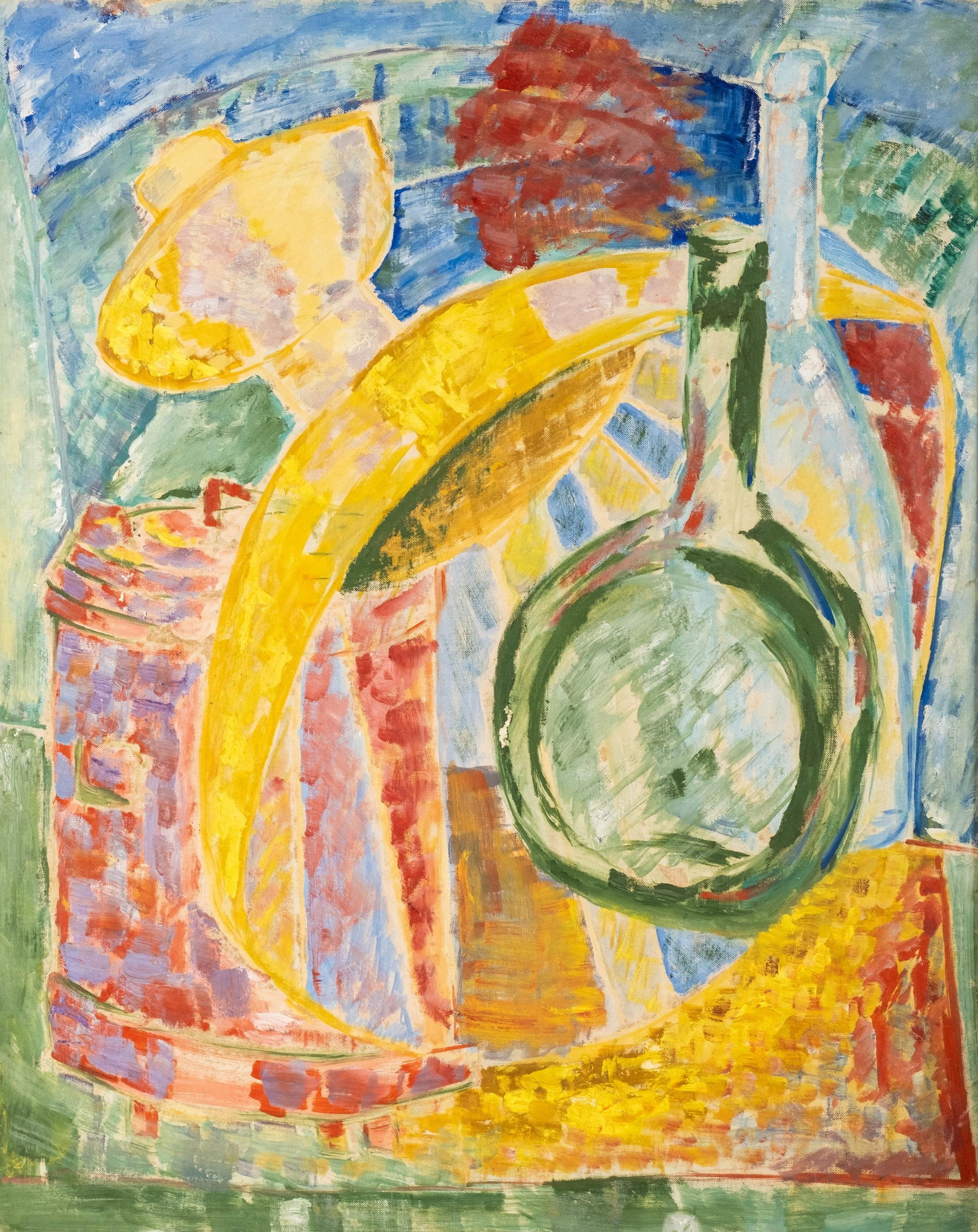 No Reserve: Modernist Abstract Still Life Oil On Board Painting - 2
