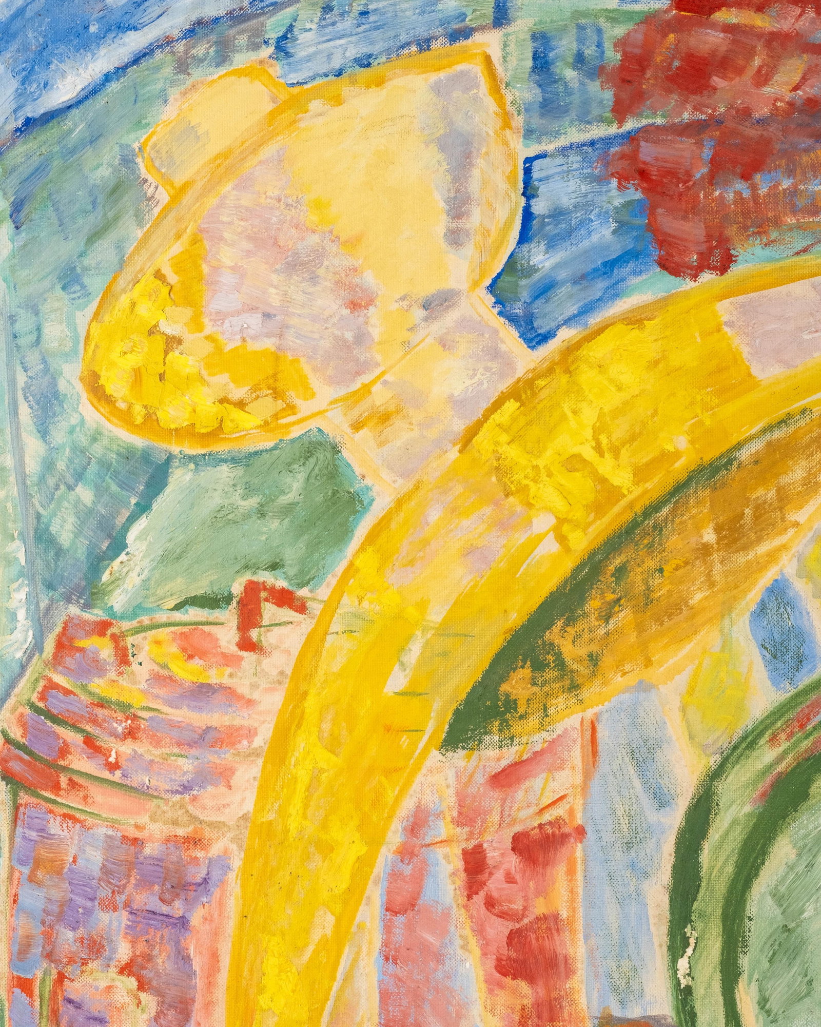No Reserve: Modernist Abstract Still Life Oil On Board Painting - 4